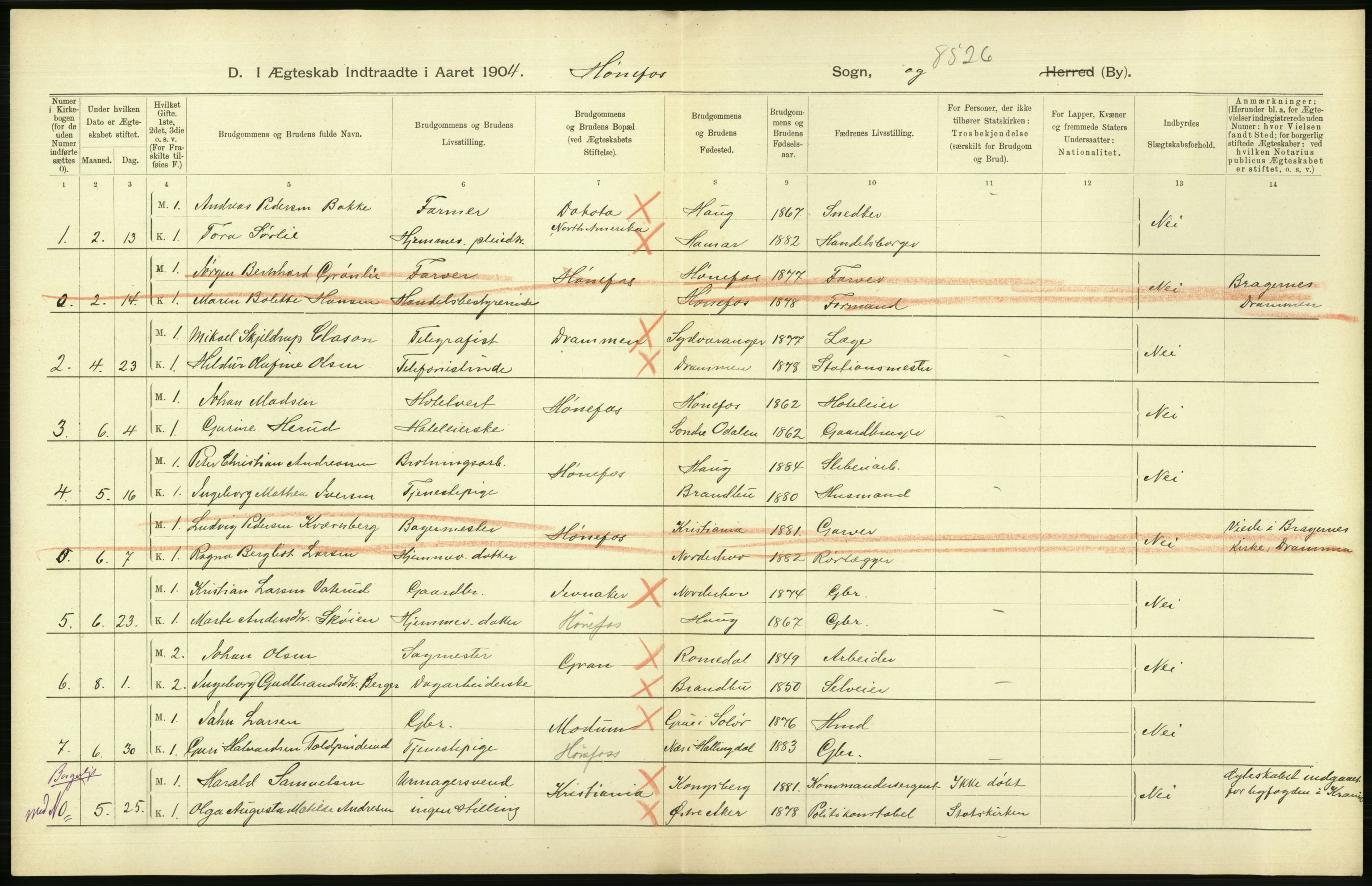 Statistisk sentralbyrå, Sosiodemografiske emner, Befolkning, AV/RA-S-2228/D/Df/Dfa/Dfab/L0007: Buskerud amt: Fødte, gifte, døde, 1904, p. 656