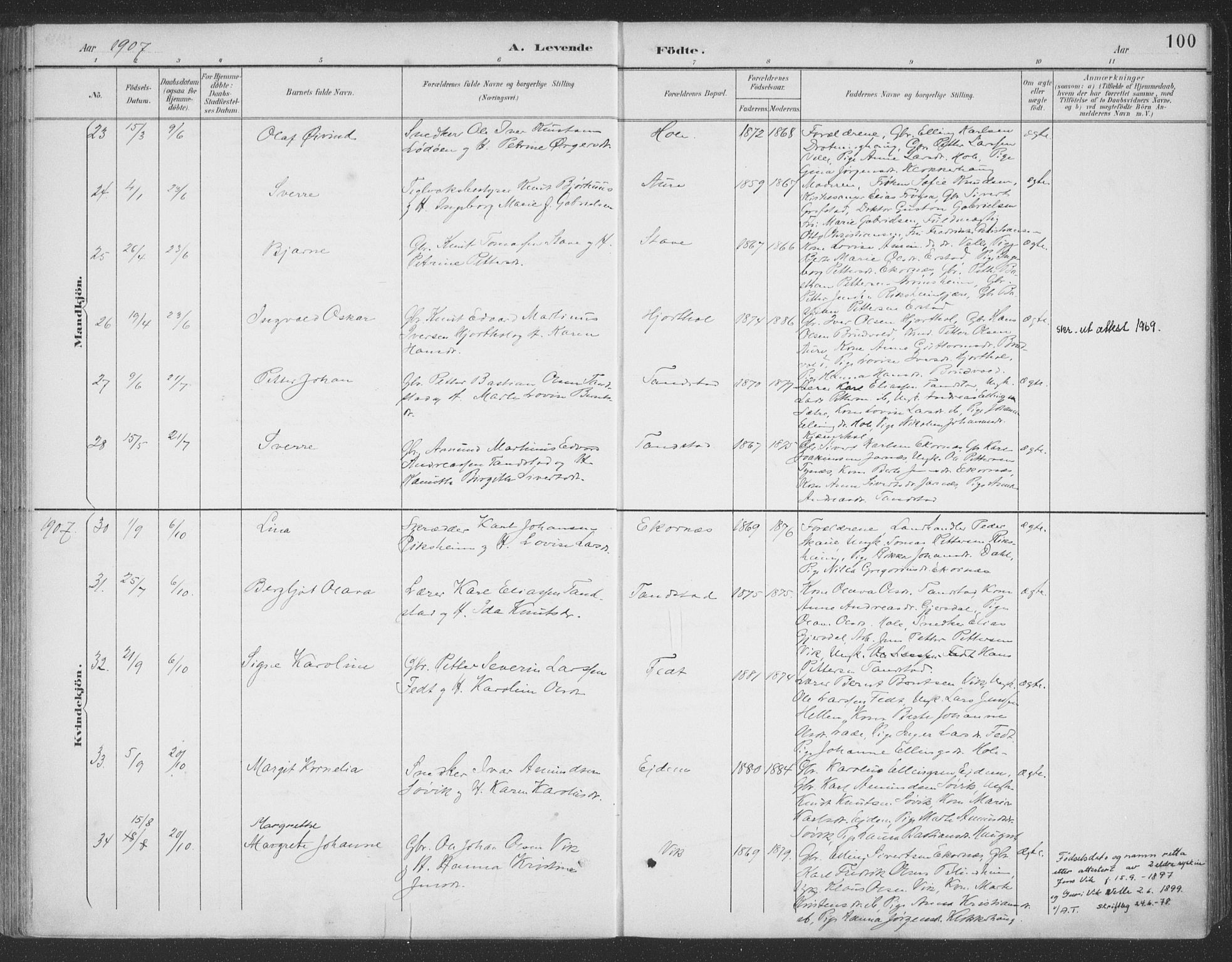 Ministerialprotokoller, klokkerbøker og fødselsregistre - Møre og Romsdal, AV/SAT-A-1454/523/L0335: Parish register (official) no. 523A02, 1891-1911, p. 100