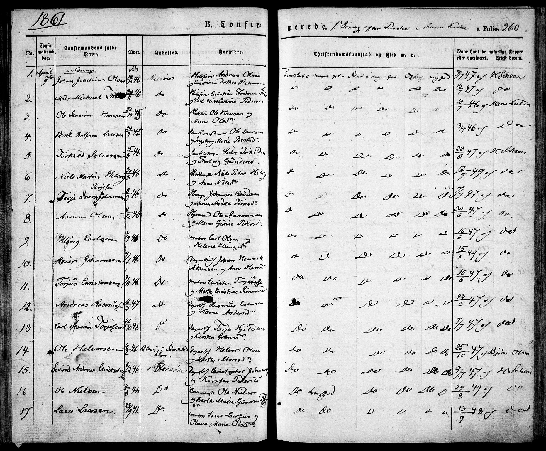 Risør sokneprestkontor, AV/SAK-1111-0035/F/Fa/L0003: Parish register (official) no. A 3, 1838-1864, p. 260