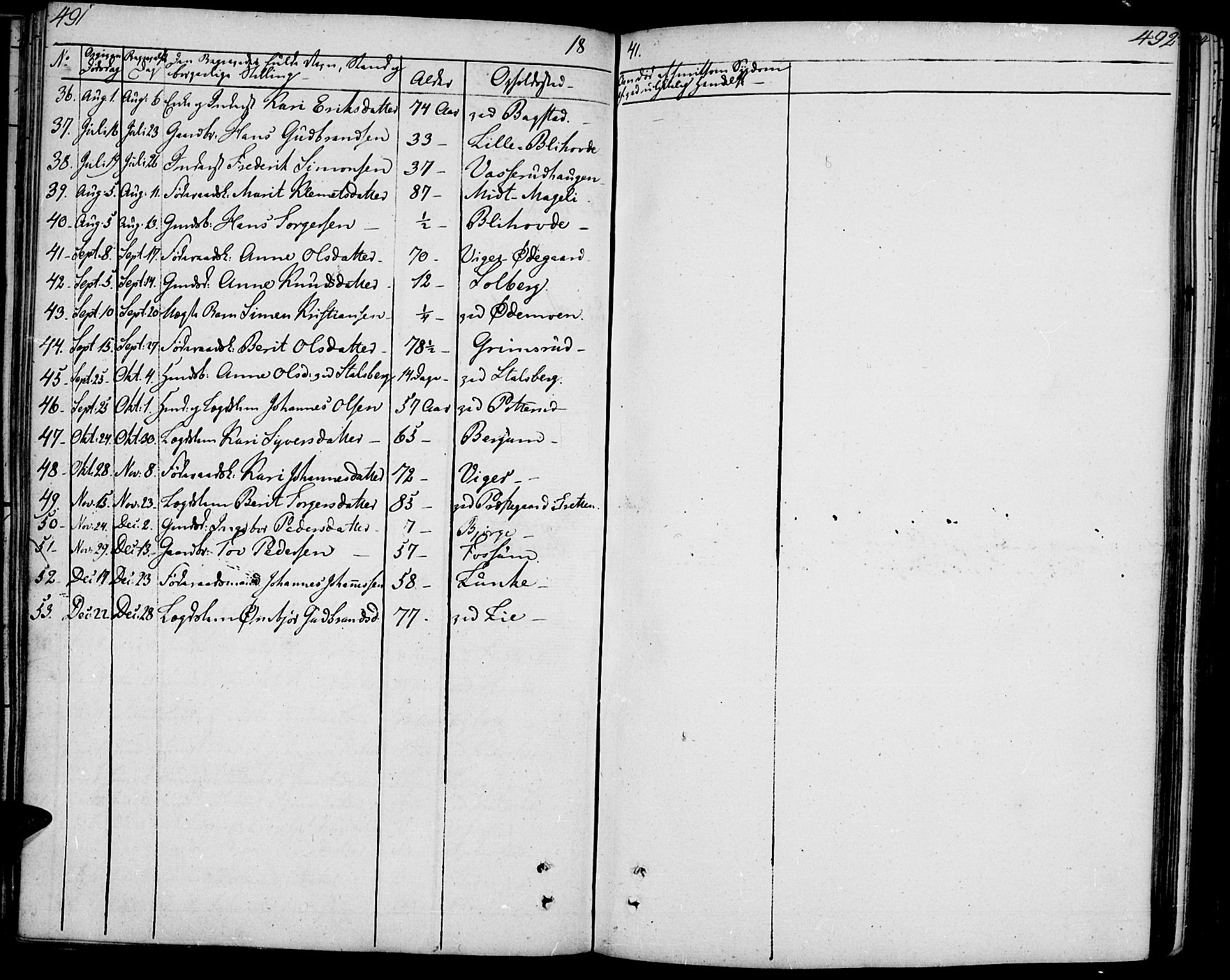 Øyer prestekontor, SAH/PREST-084/H/Ha/Haa/L0004: Parish register (official) no. 4, 1824-1841, p. 491-492