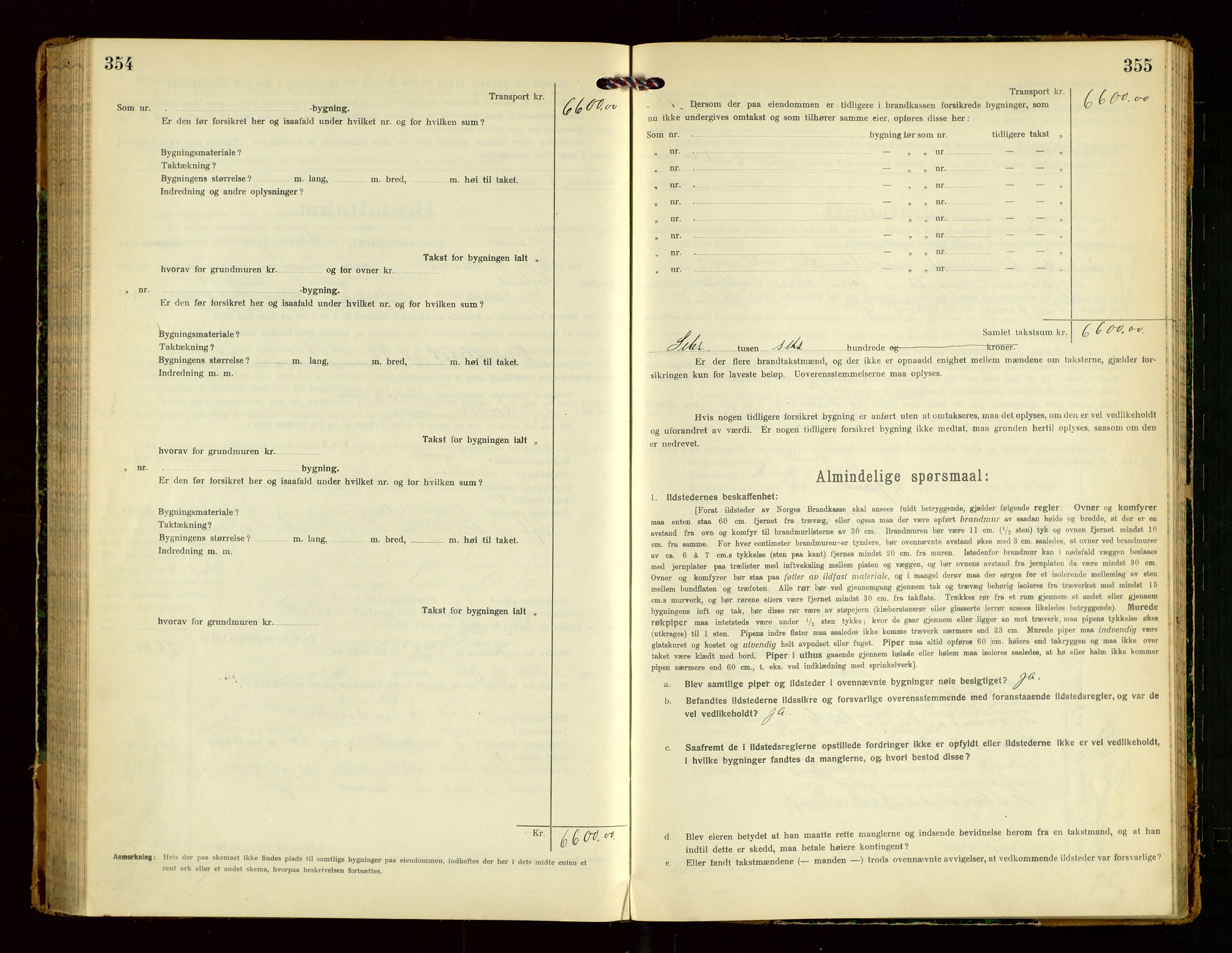 Eigersund lensmannskontor, AV/SAST-A-100171/Gob/L0003: "Brandtakstprotokol", 1917-1920, p. 354-355