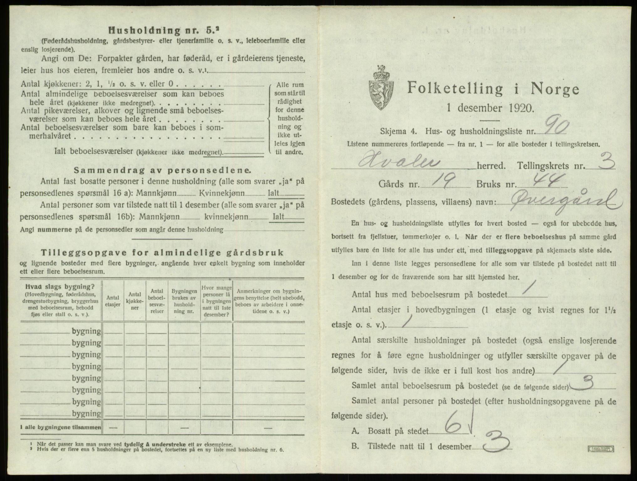 SAO, 1920 census for Hvaler, 1920, p. 736