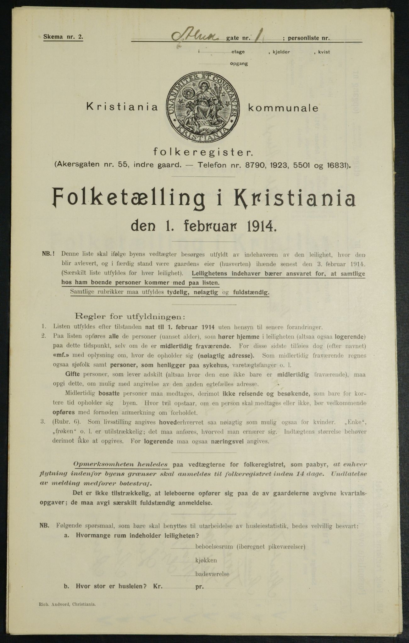 OBA, Municipal Census 1914 for Kristiania, 1914, p. 1176