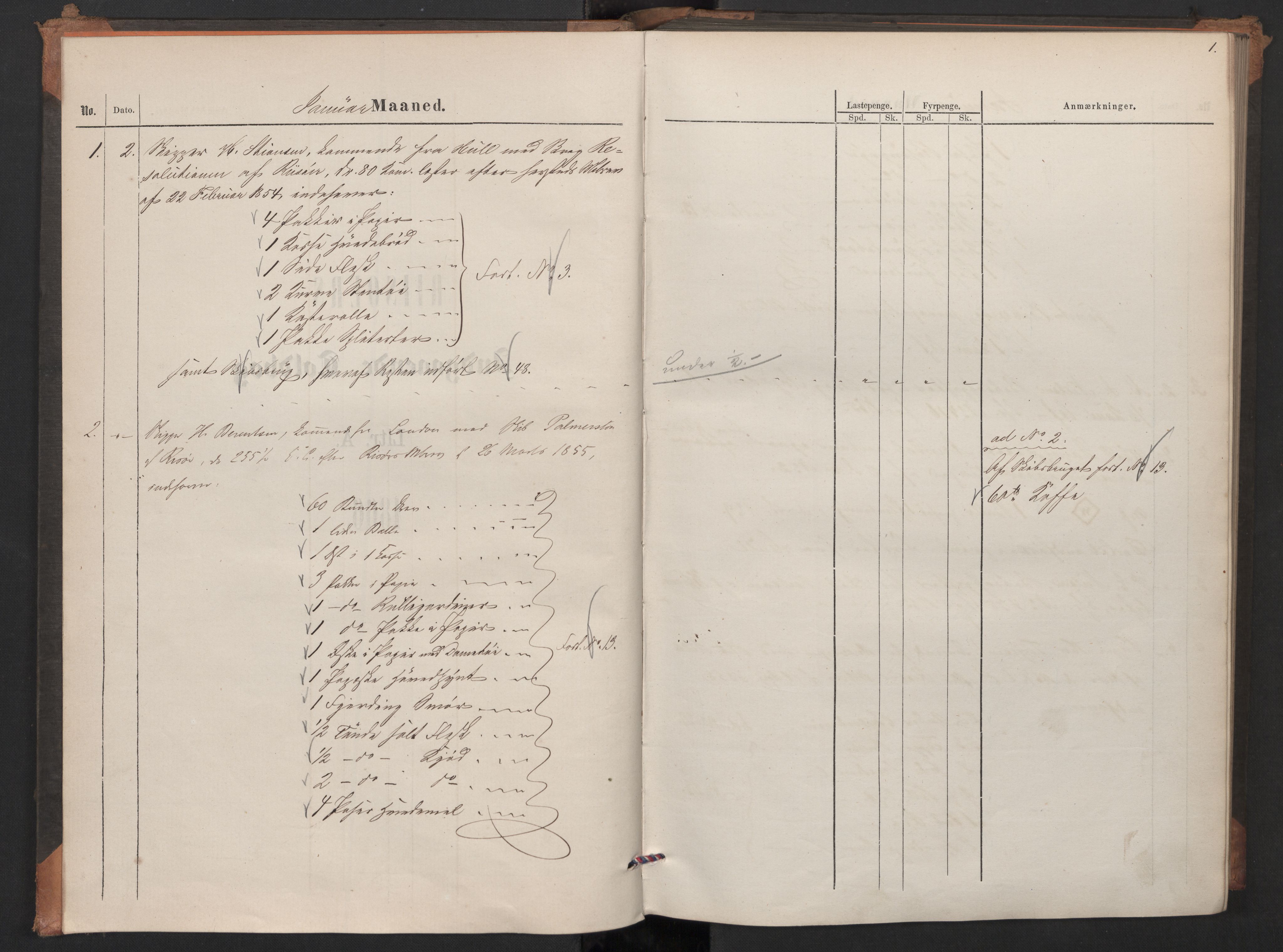 Revisjonsdepartementet, 2. revisjonskontor, AV/RA-S-1115/E/E036/L0211: Risør: Inngående tollbok (A), 1866