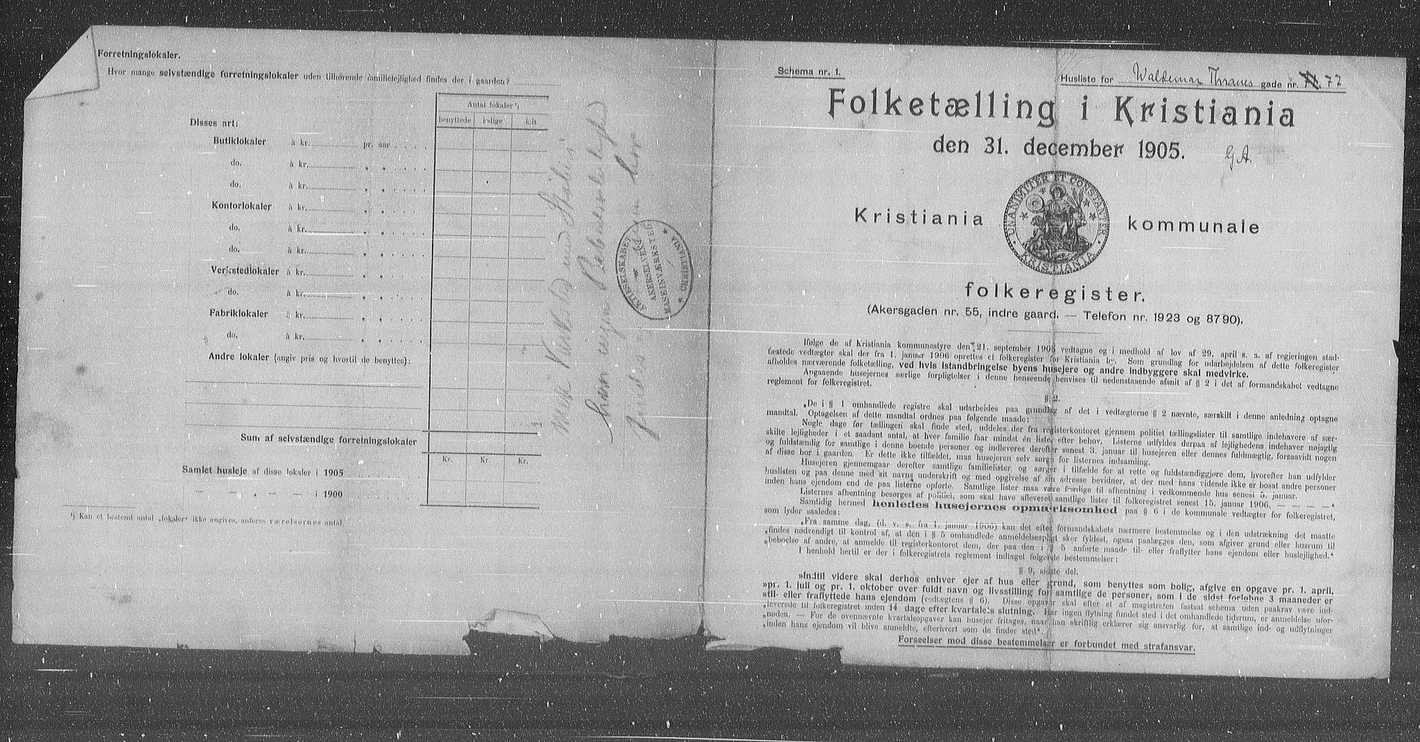 OBA, Municipal Census 1905 for Kristiania, 1905, p. 66938