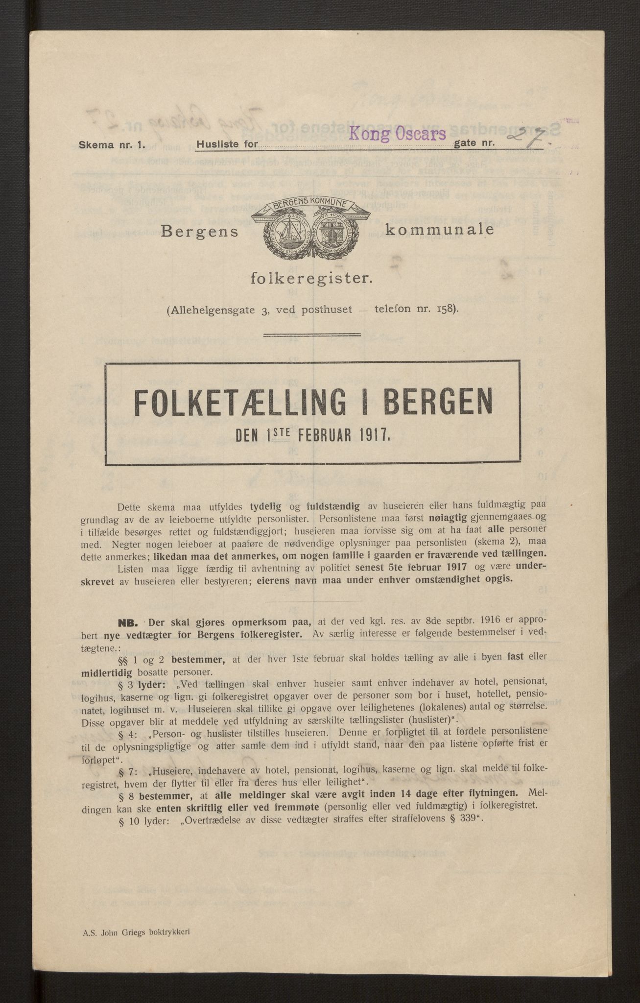 SAB, Municipal Census 1917 for Bergen, 1917, p. 19166