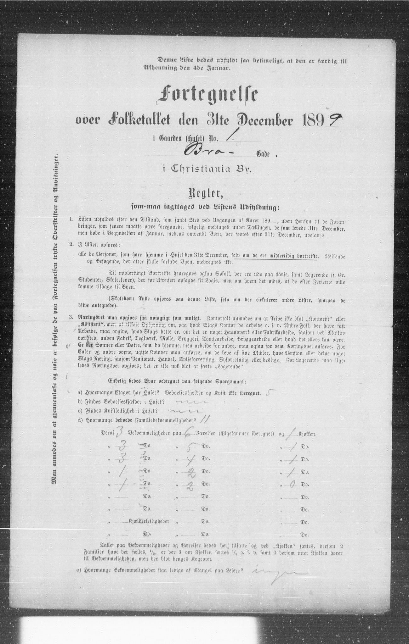 OBA, Municipal Census 1899 for Kristiania, 1899, p. 1307