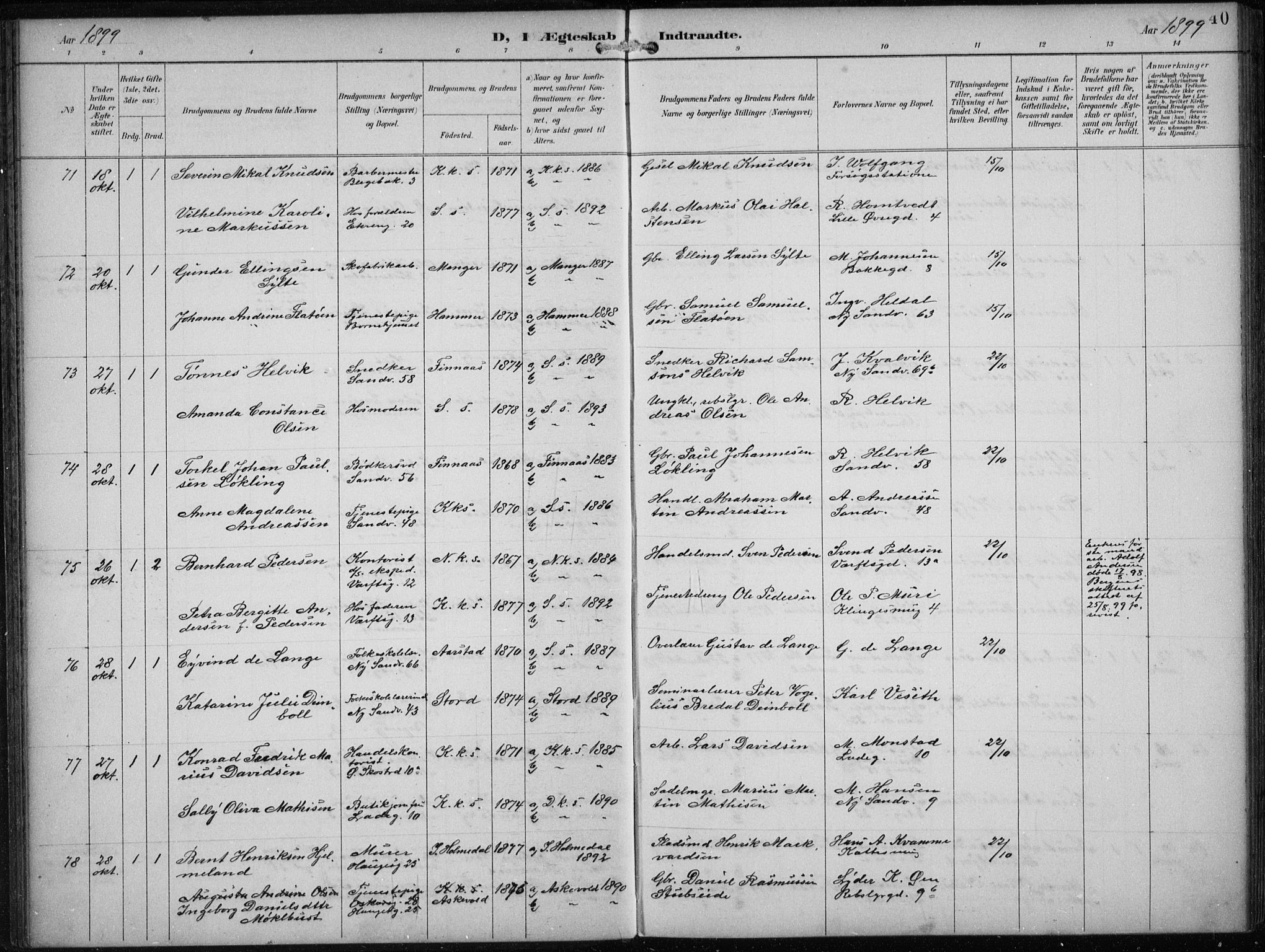 Sandviken Sokneprestembete, AV/SAB-A-77601/H/Ha/L0014: Parish register (official) no. D 1, 1896-1911, p. 40