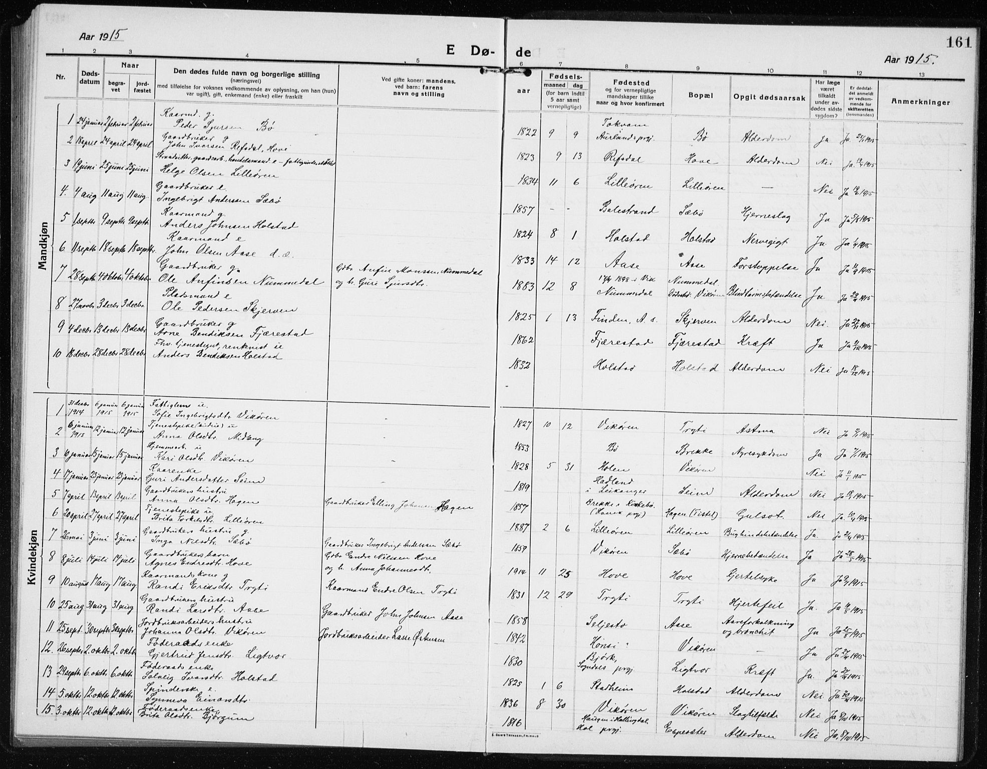 Vik sokneprestembete, AV/SAB-A-81501/H/Hab/Haba/L0005: Parish register (copy) no. A 5, 1915-1935, p. 161