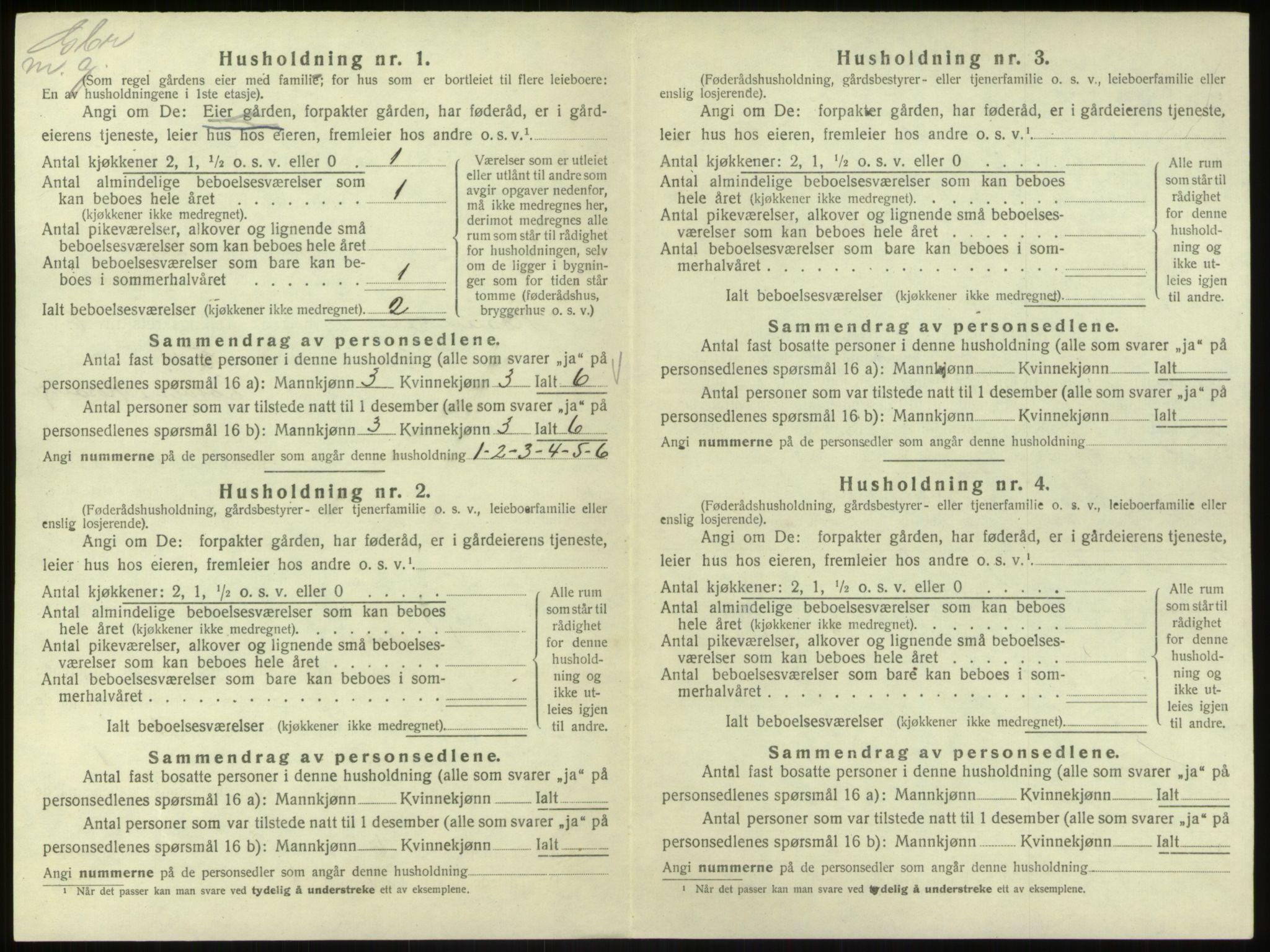 SAB, 1920 census for Hosanger, 1920, p. 422