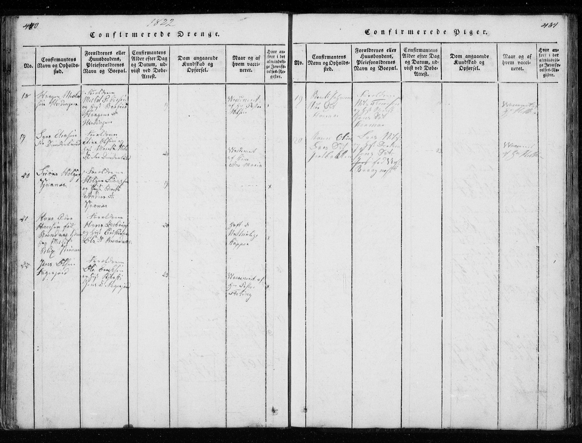 Ministerialprotokoller, klokkerbøker og fødselsregistre - Nordland, AV/SAT-A-1459/827/L0412: Parish register (copy) no. 827C01, 1820-1841, p. 480-481