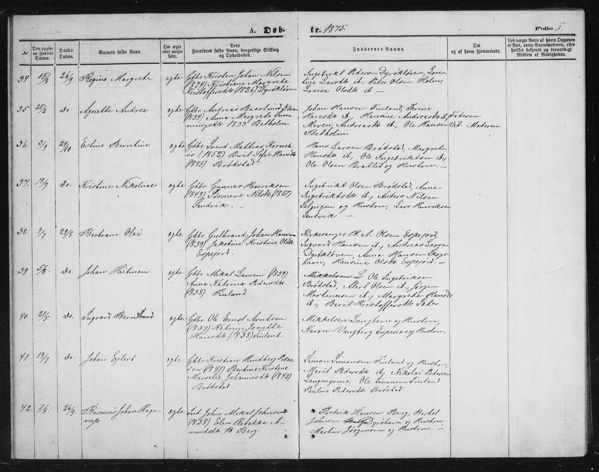 Tranøy sokneprestkontor, AV/SATØ-S-1313/I/Ia/Iab/L0013klokker: Parish register (copy) no. 13, 1874-1896, p. 8