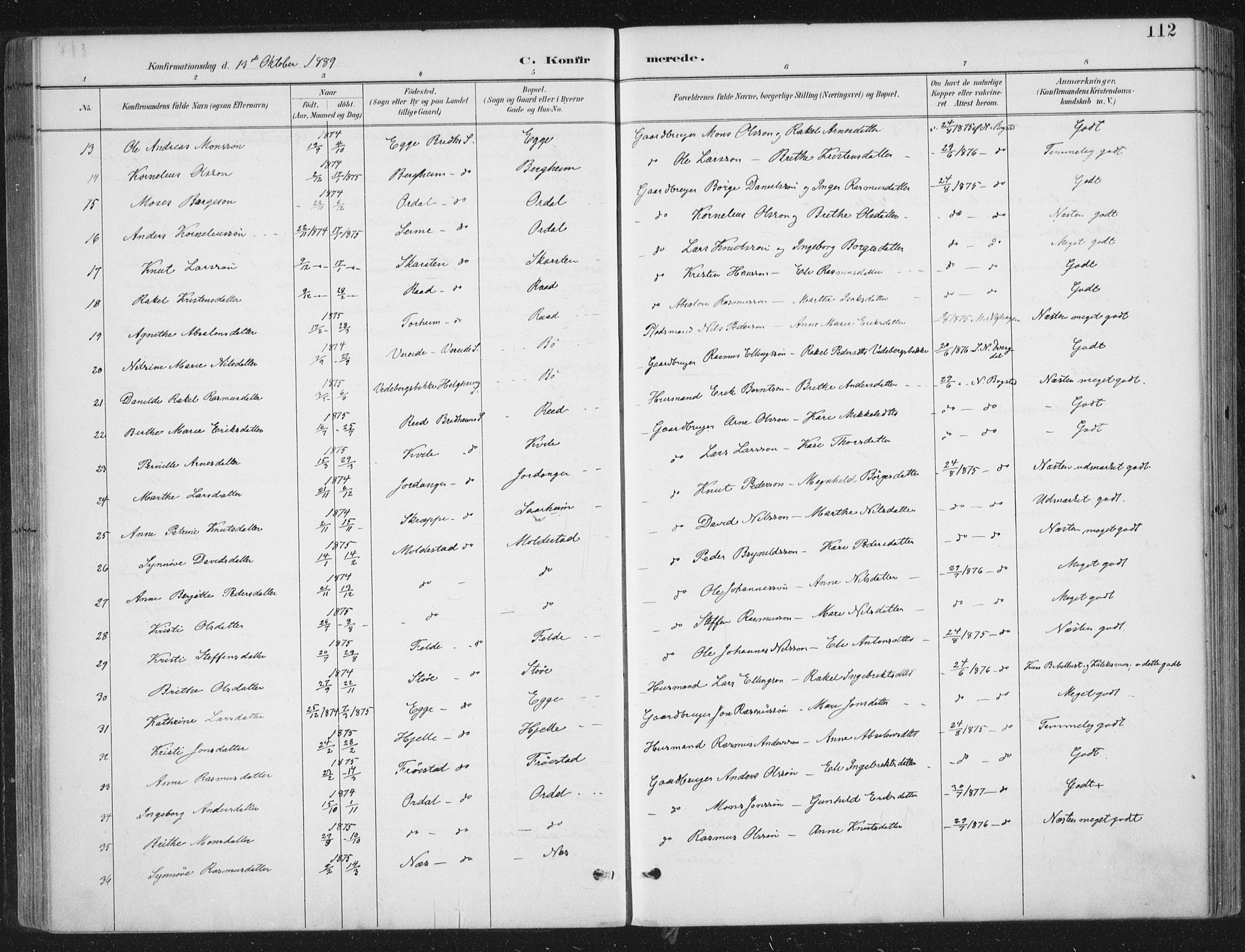 Gloppen sokneprestembete, AV/SAB-A-80101/H/Haa/Haac/L0002: Parish register (official) no. C  2, 1887-1904, p. 112