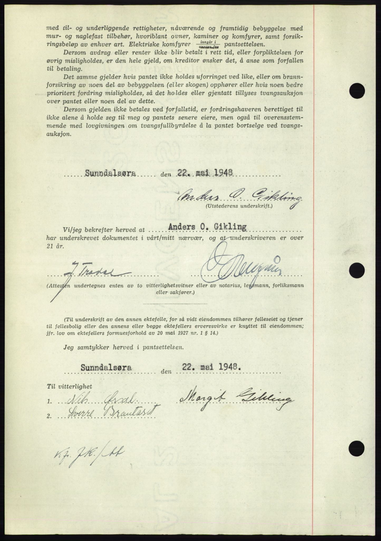 Nordmøre sorenskriveri, AV/SAT-A-4132/1/2/2Ca: Mortgage book no. B99, 1948-1948, Diary no: : 1774/1948