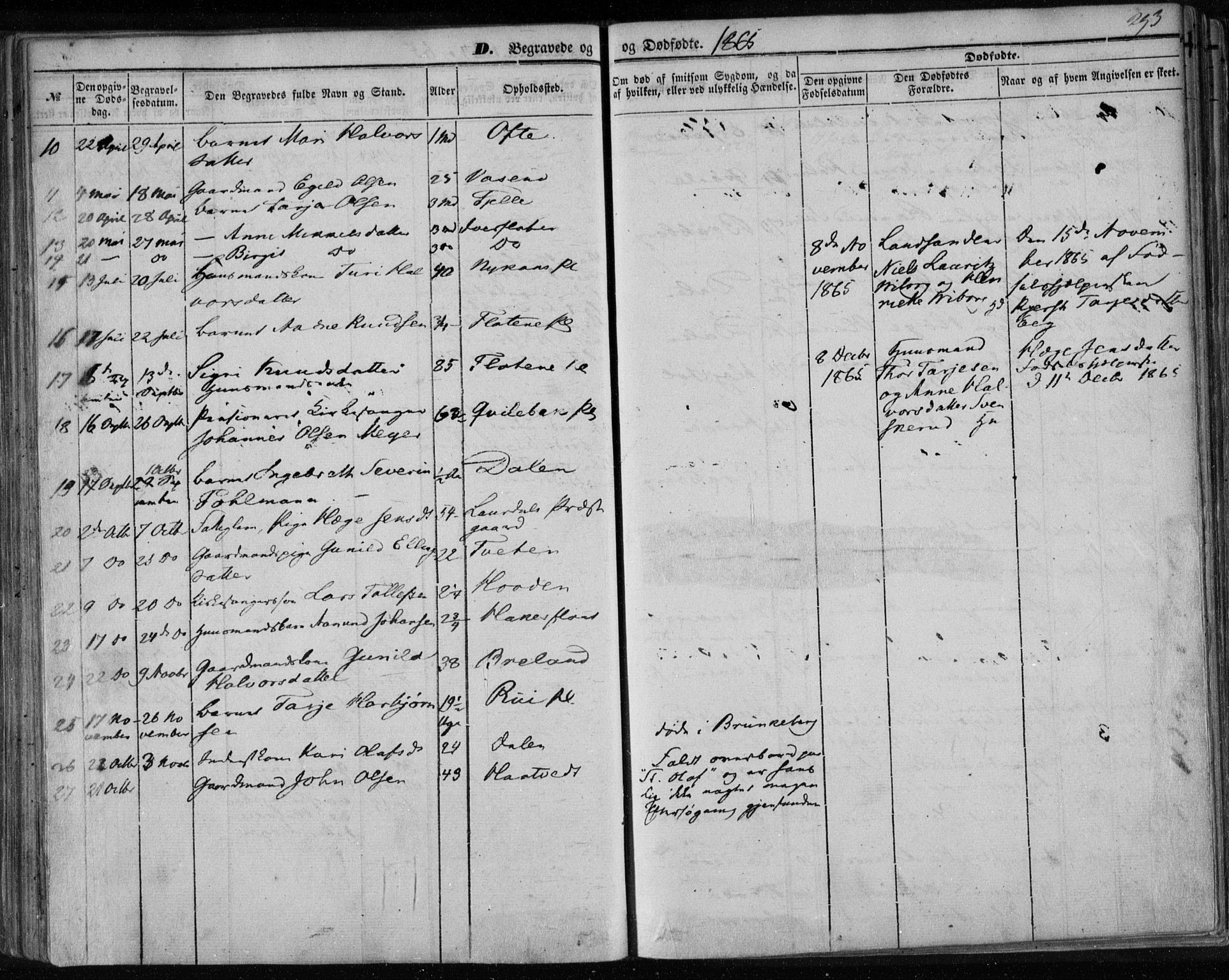 Lårdal kirkebøker, SAKO/A-284/F/Fa/L0006: Parish register (official) no. I 6, 1861-1886, p. 293