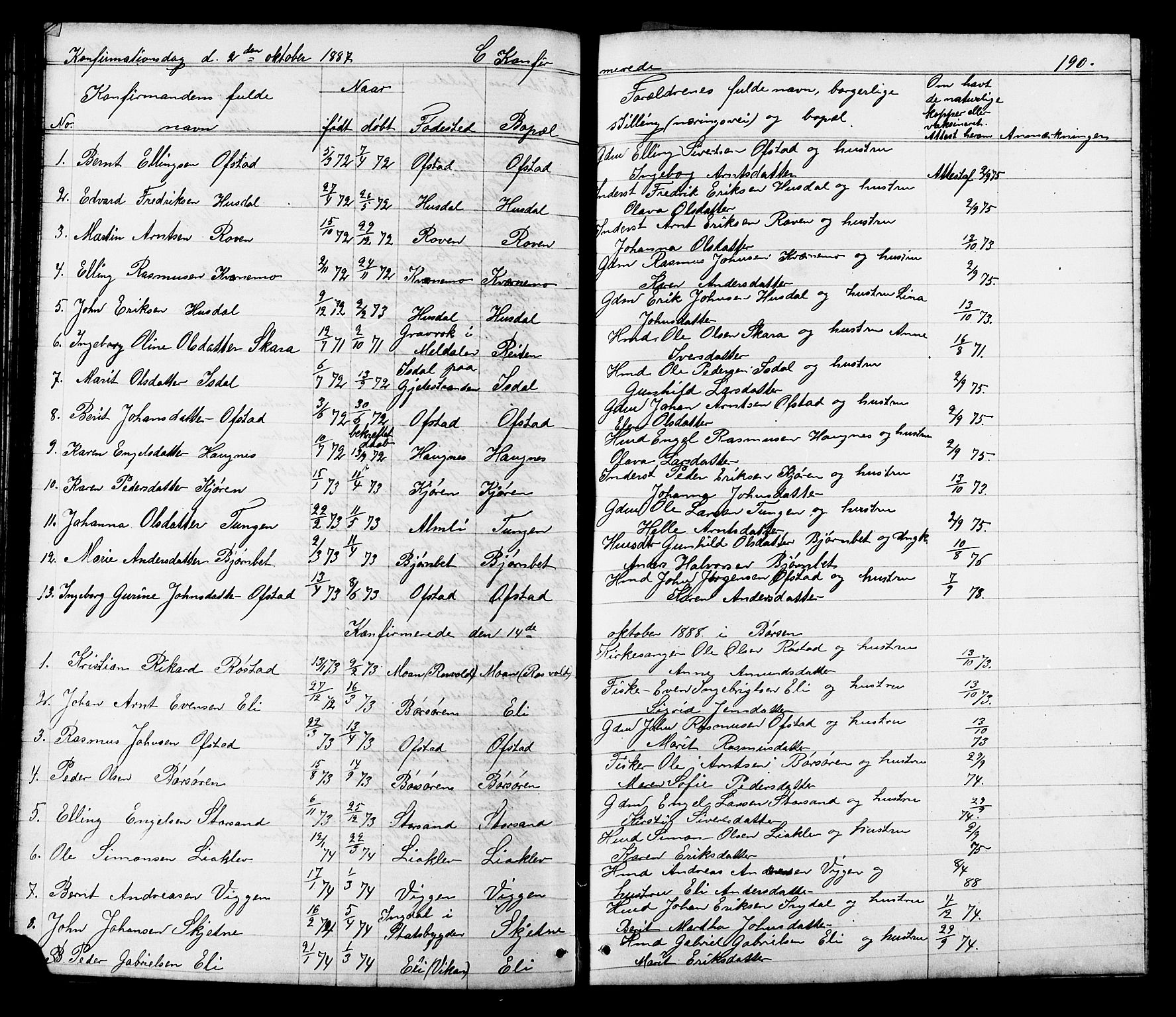 Ministerialprotokoller, klokkerbøker og fødselsregistre - Sør-Trøndelag, SAT/A-1456/665/L0777: Parish register (copy) no. 665C02, 1867-1915, p. 190