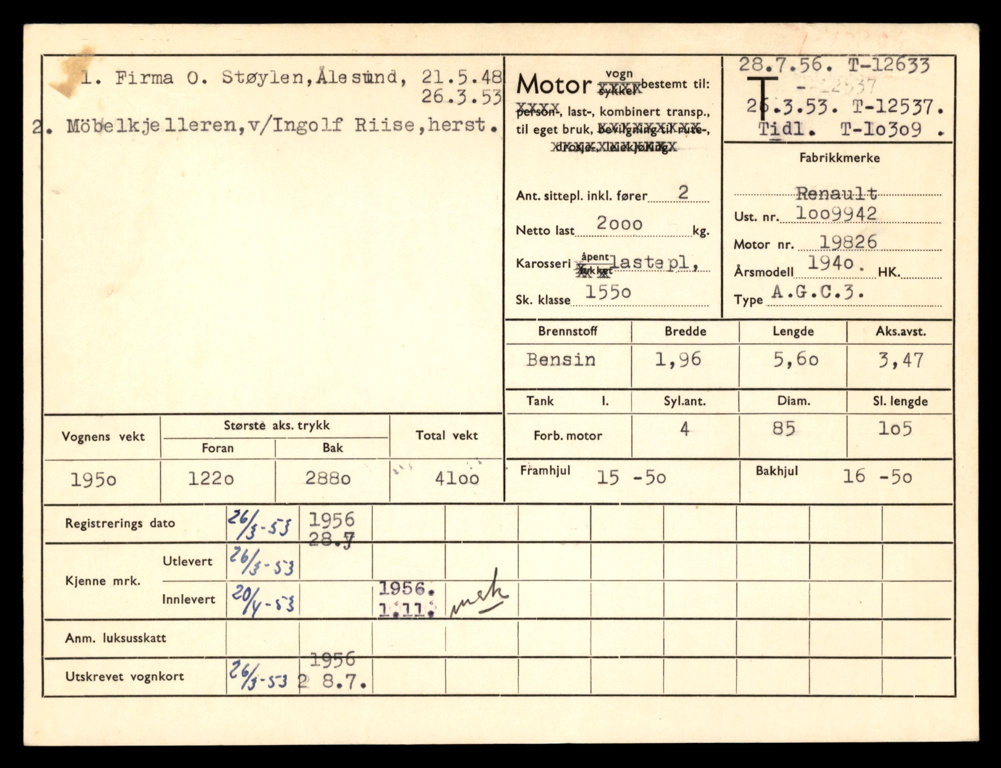 Møre og Romsdal vegkontor - Ålesund trafikkstasjon, AV/SAT-A-4099/F/Fe/L0034: Registreringskort for kjøretøy T 12500 - T 12652, 1927-1998, p. 2614