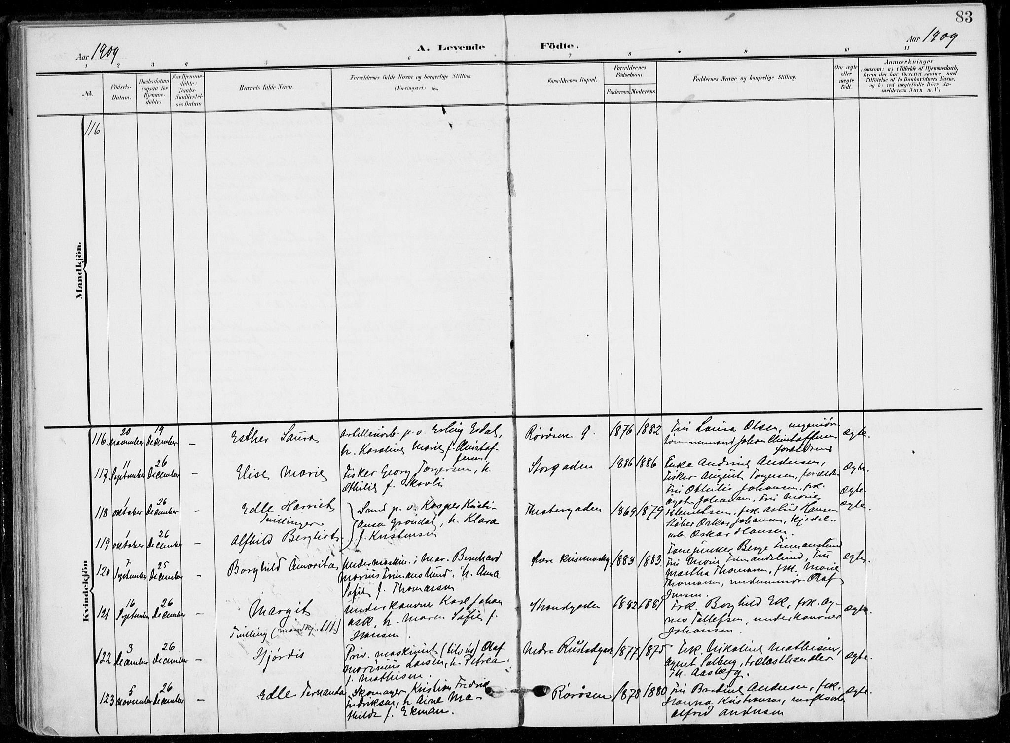 Horten kirkebøker, AV/SAKO-A-348/F/Fa/L0006: Parish register (official) no. 6, 1905-1912, p. 83