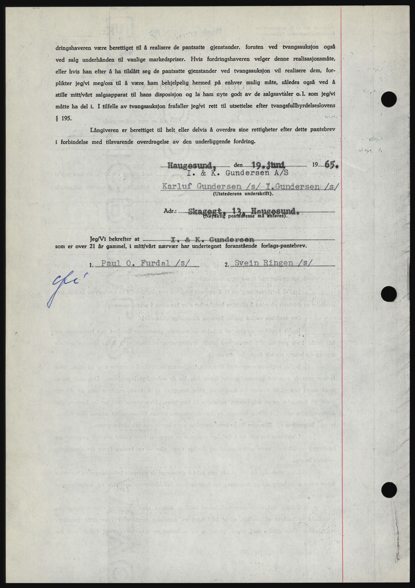 Haugesund tingrett, SAST/A-101415/01/II/IIC/L0053: Mortgage book no. B 53, 1965-1965, Diary no: : 1523/1965