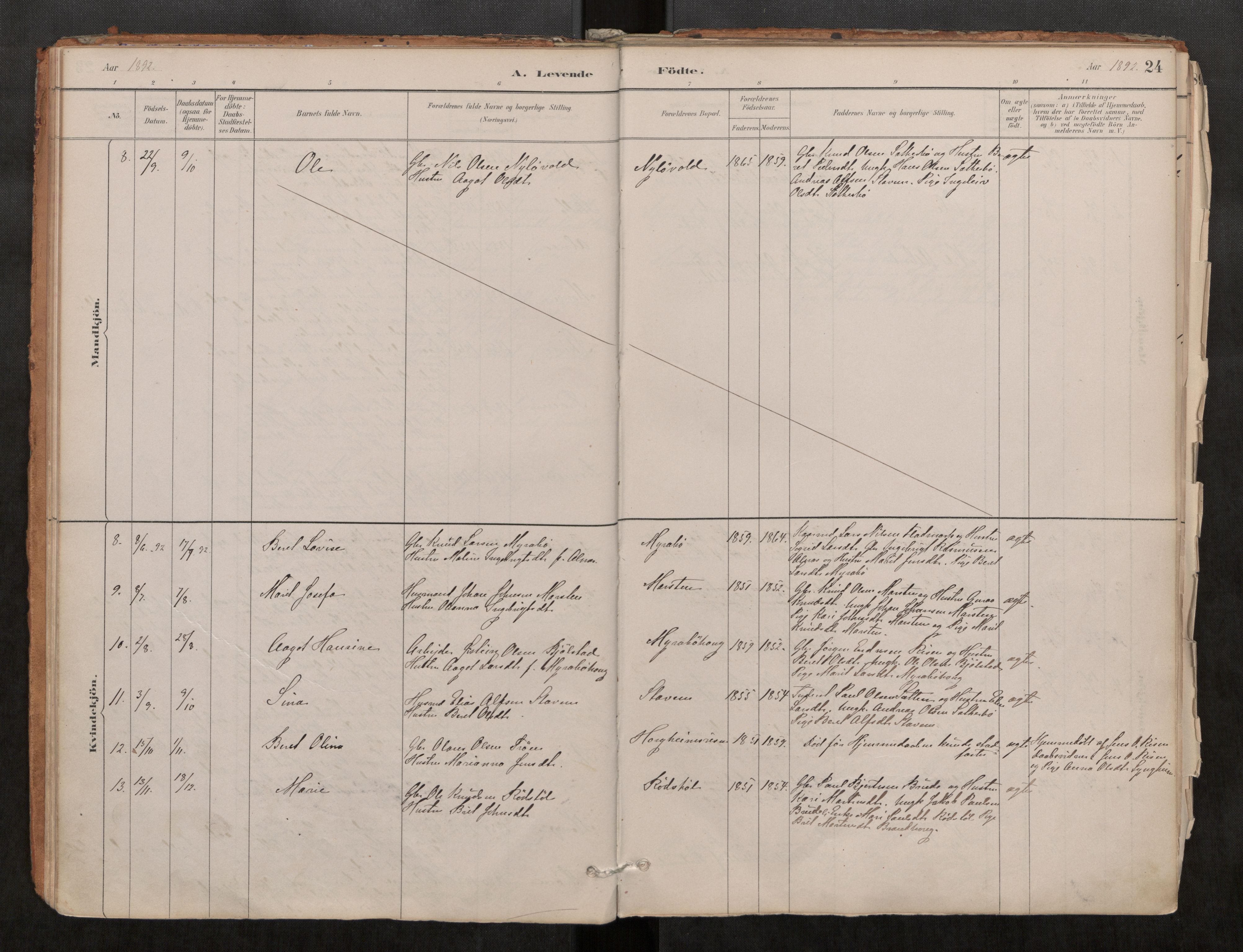 Ministerialprotokoller, klokkerbøker og fødselsregistre - Møre og Romsdal, SAT/A-1454/546/L0599: Parish register (official) no. 546A03, 1882-1920, p. 24