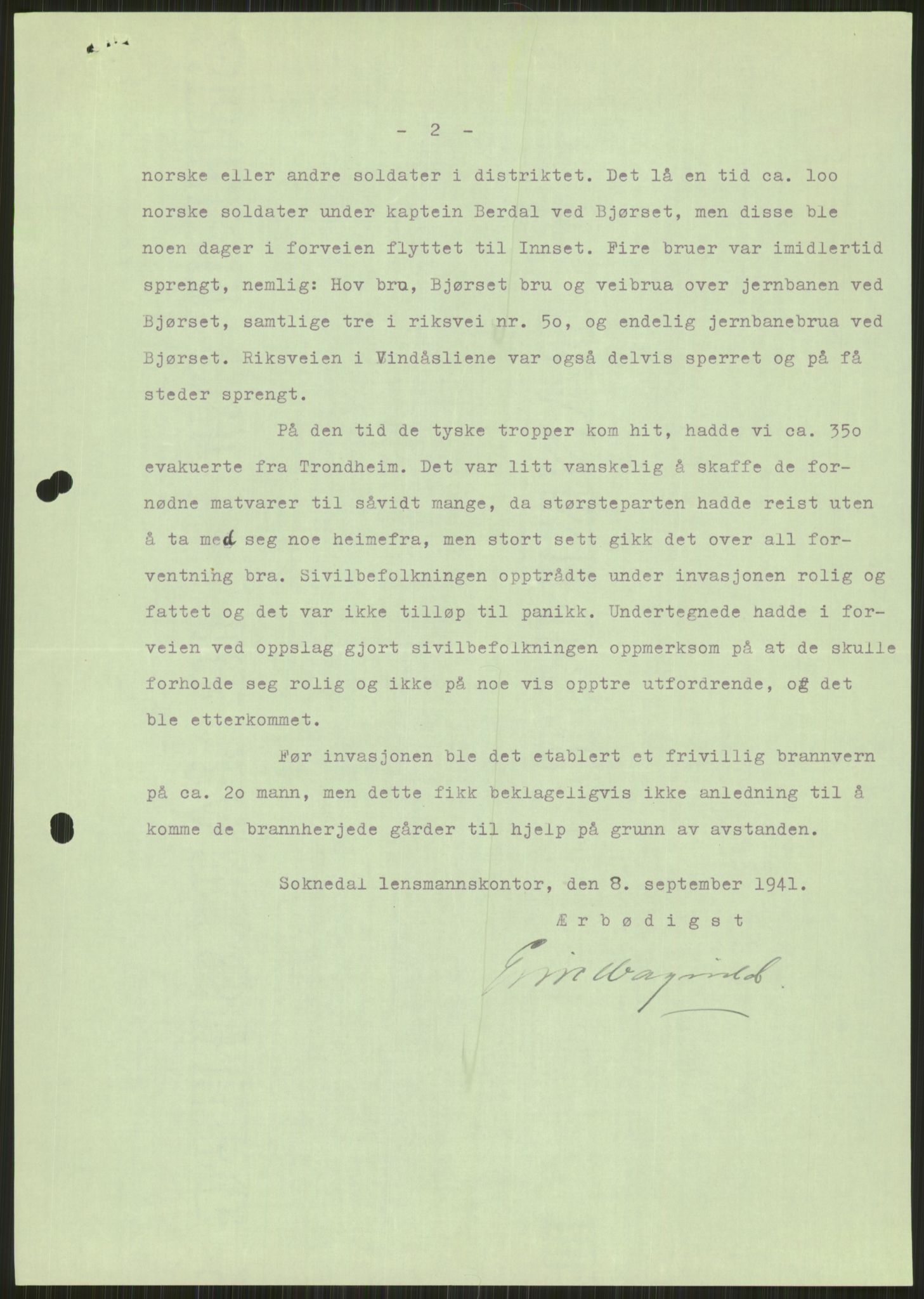 Forsvaret, Forsvarets krigshistoriske avdeling, RA/RAFA-2017/Y/Ya/L0016: II-C-11-31 - Fylkesmenn.  Rapporter om krigsbegivenhetene 1940., 1940, p. 155