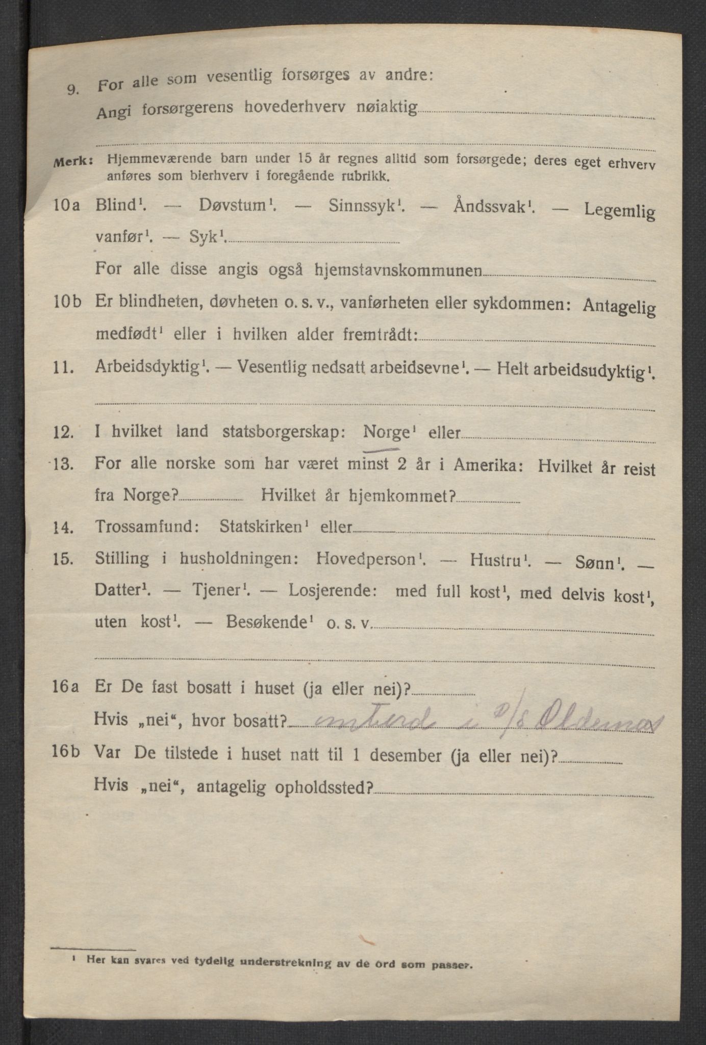 SAB, 1920 census for Bergen, 1920, p. 248111