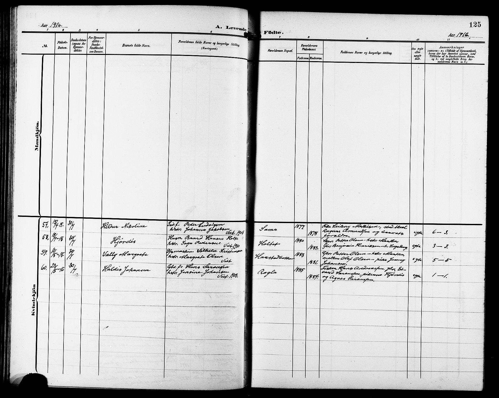 Trondenes sokneprestkontor, AV/SATØ-S-1319/H/Hb/L0012klokker: Parish register (copy) no. 12, 1907-1916, p. 125