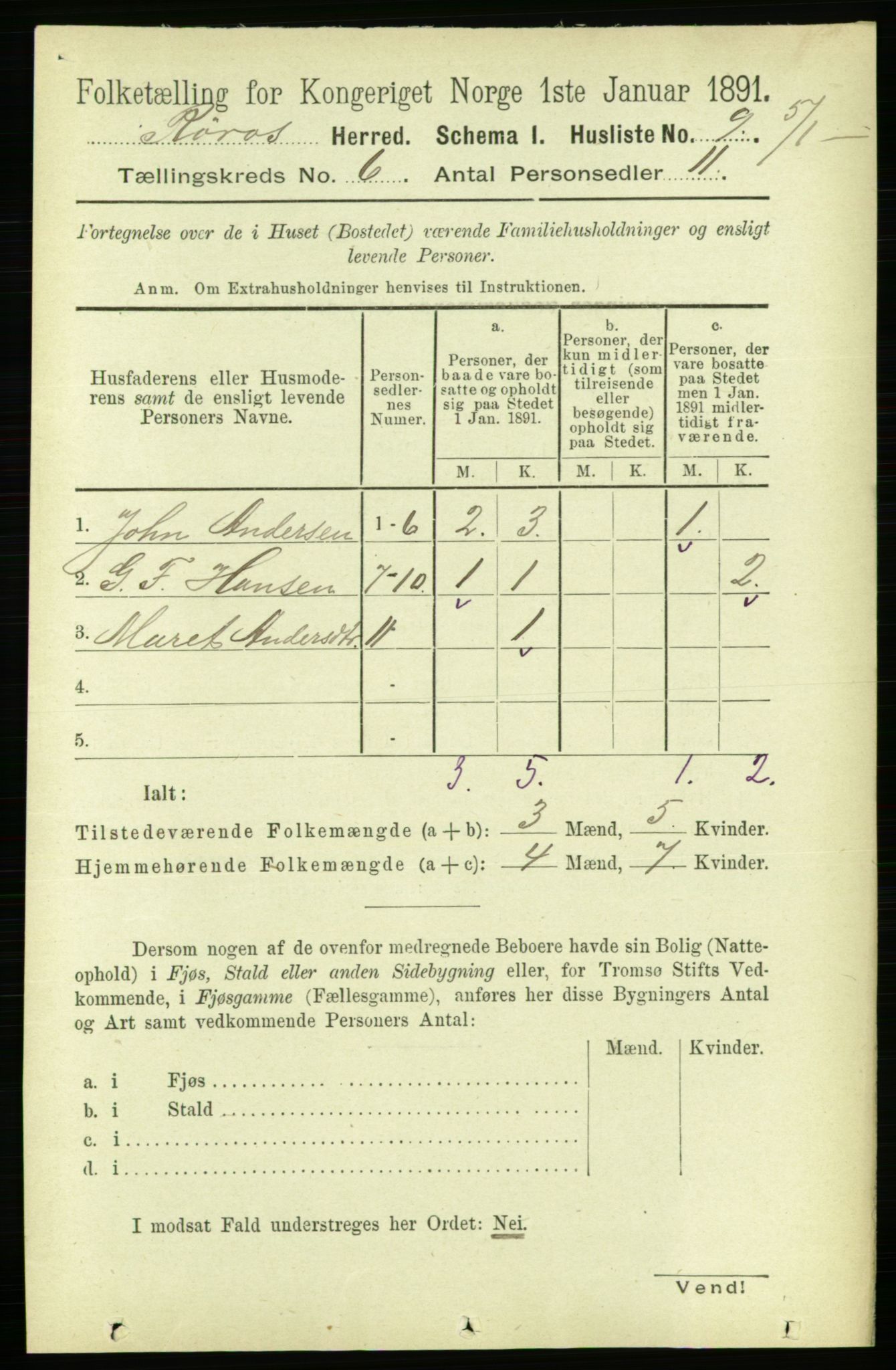 RA, 1891 census for 1640 Røros, 1891, p. 1120