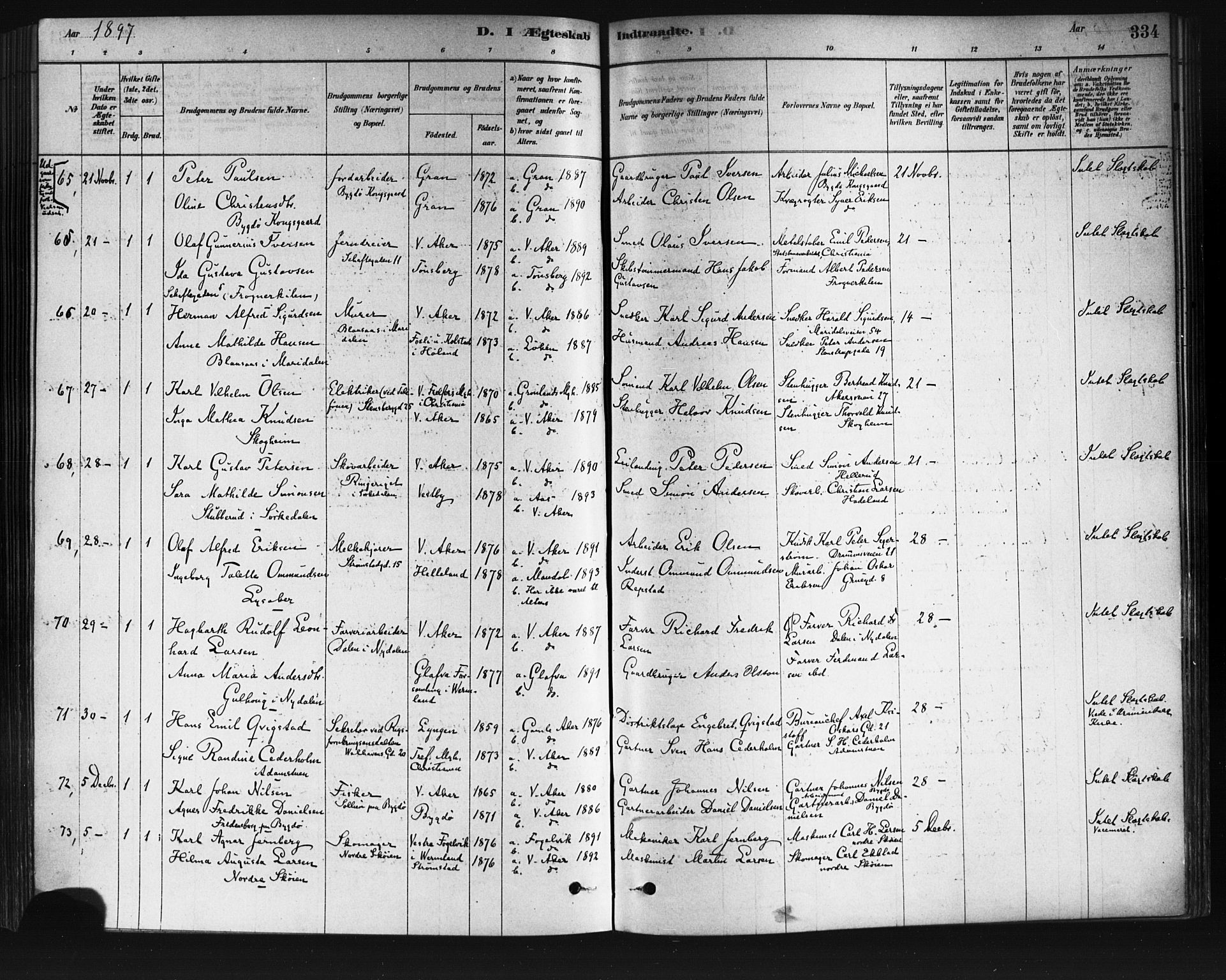 Vestre Aker prestekontor Kirkebøker, SAO/A-10025/F/Fa/L0008: Parish register (official) no. 8, 1878-1903, p. 334