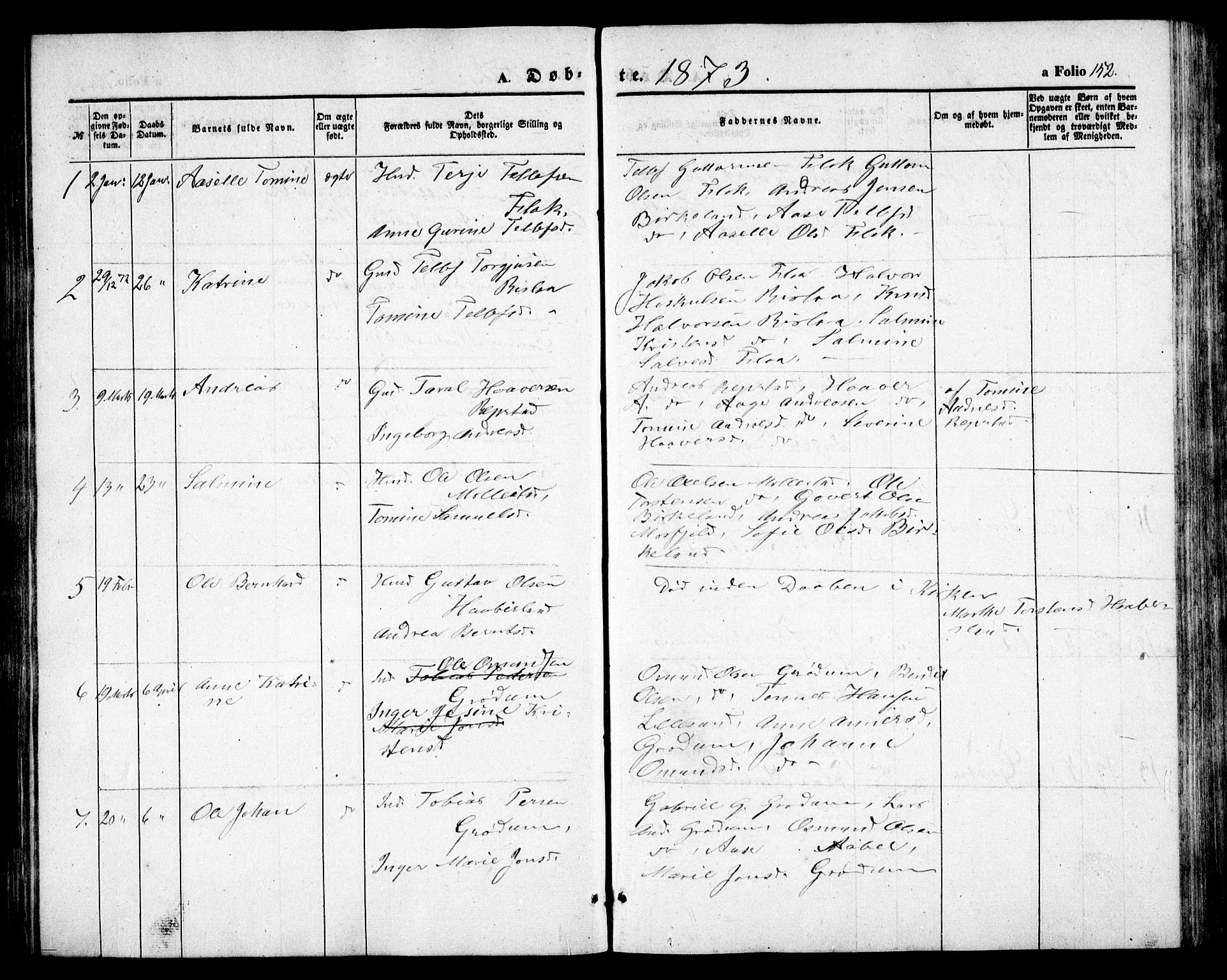 Birkenes sokneprestkontor, AV/SAK-1111-0004/F/Fb/L0002: Parish register (copy) no. B 2, 1849-1876, p. 152