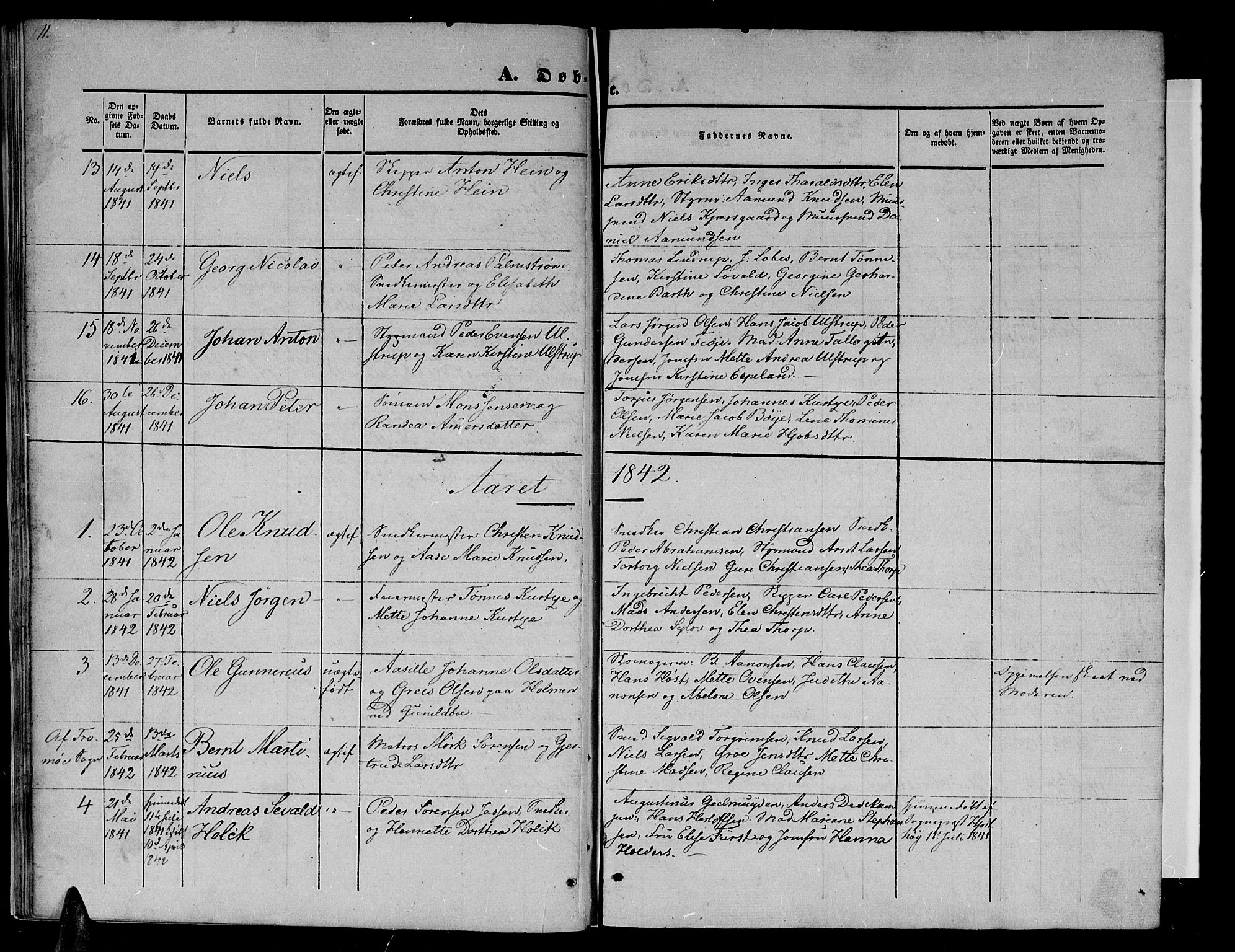 Arendal sokneprestkontor, Trefoldighet, SAK/1111-0040/F/Fb/L0002: Parish register (copy) no. B 2, 1838-1860, p. 11