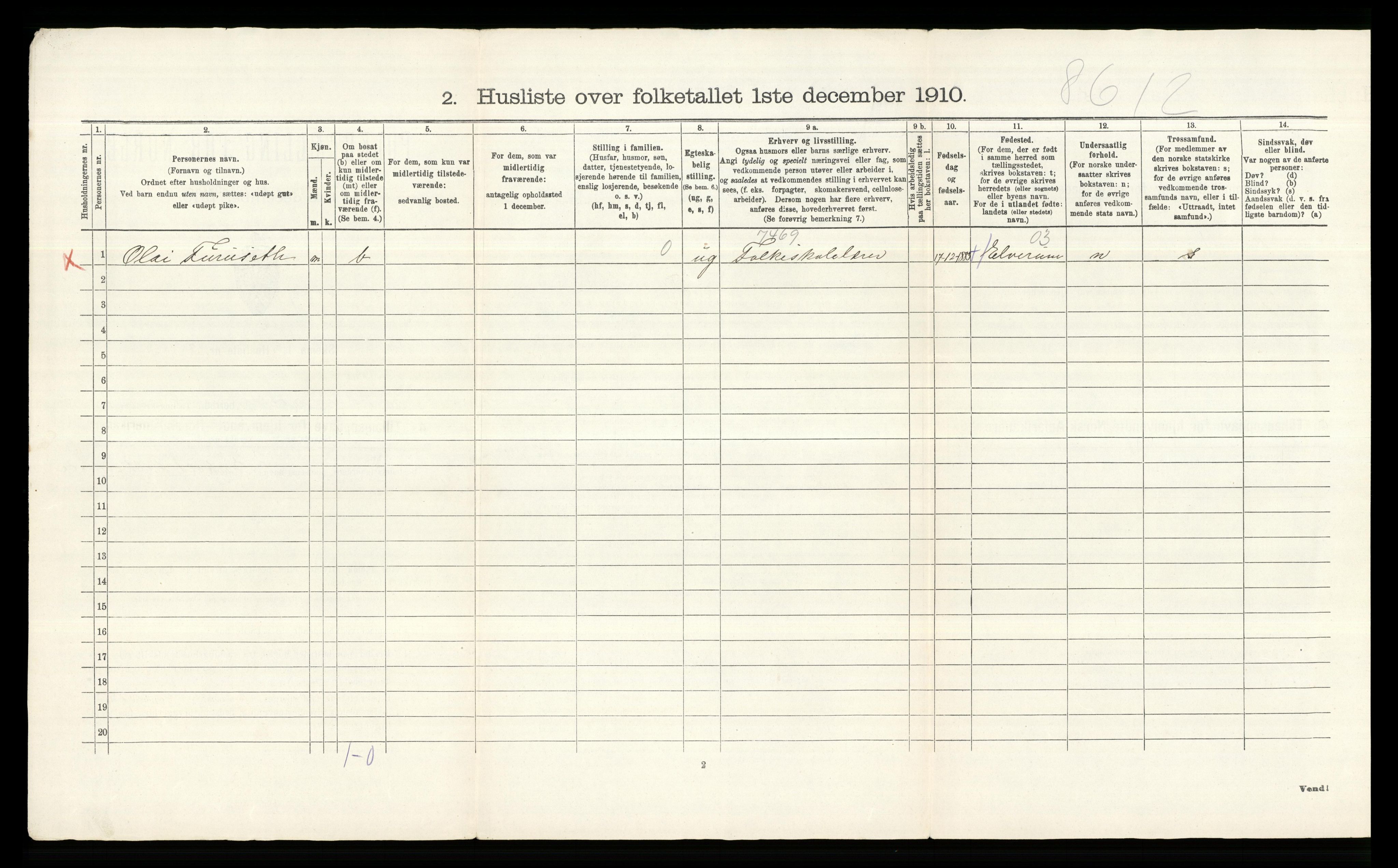 RA, 1910 census for Lille Elvedalen, 1910, p. 64