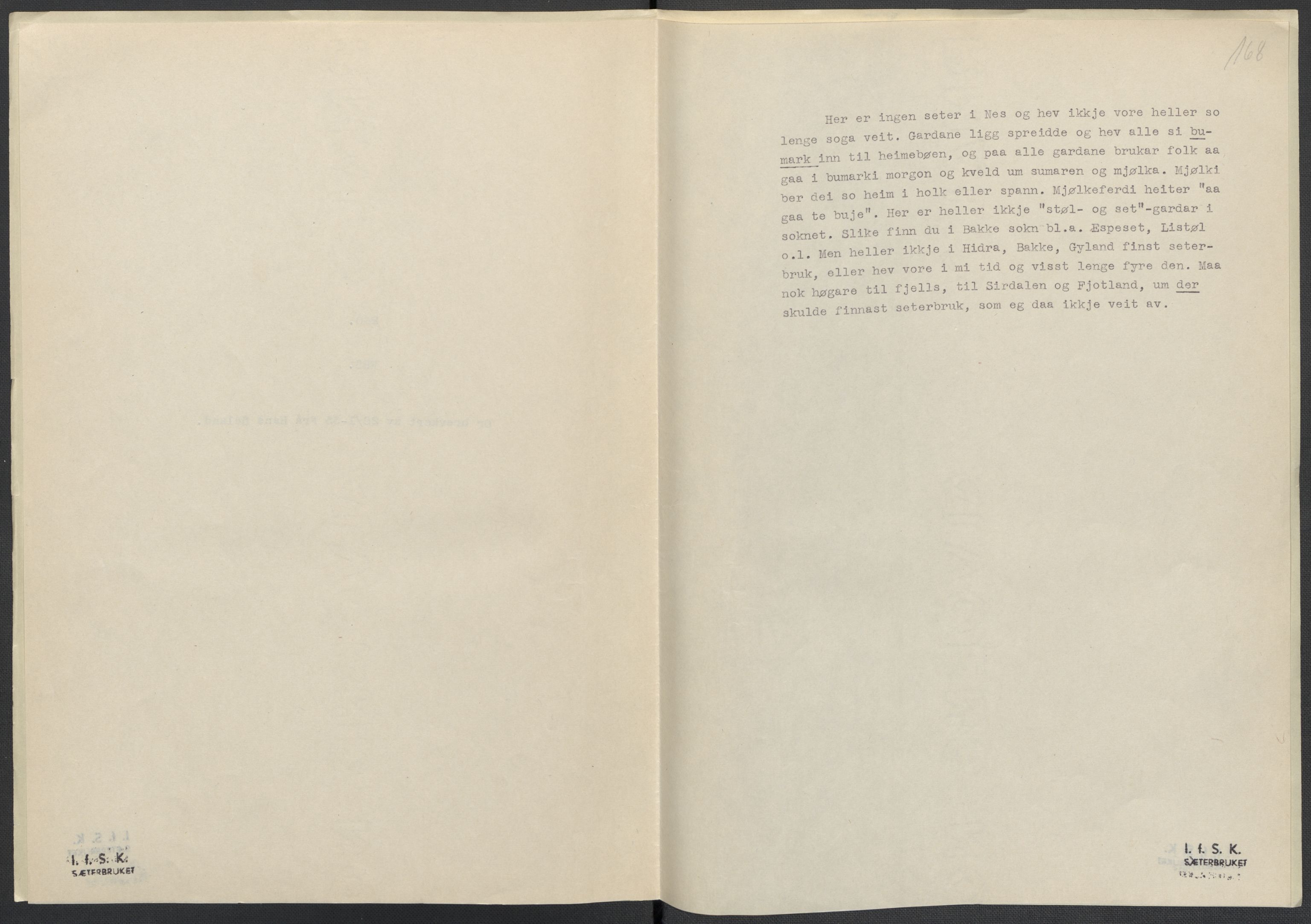 Instituttet for sammenlignende kulturforskning, AV/RA-PA-0424/F/Fc/L0008/0003: Eske B8: / Vest-Agder (perm XXI), 1932-1935, p. 168