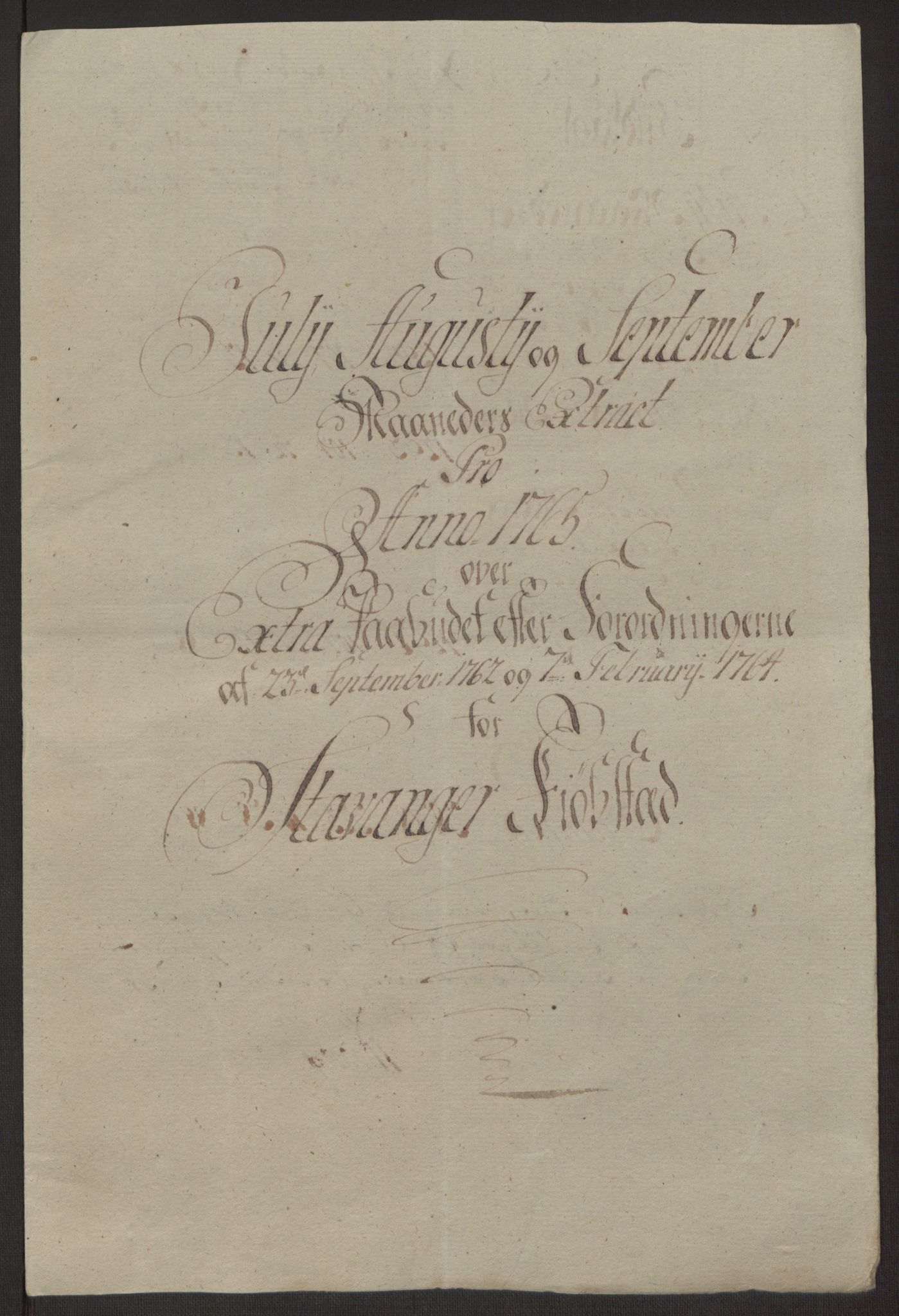 Rentekammeret inntil 1814, Reviderte regnskaper, Byregnskaper, AV/RA-EA-4066/R/Ro/L0305/0001: [O6] Kontribusjonsregnskap / Ekstraskatt, 1762-1768, p. 121