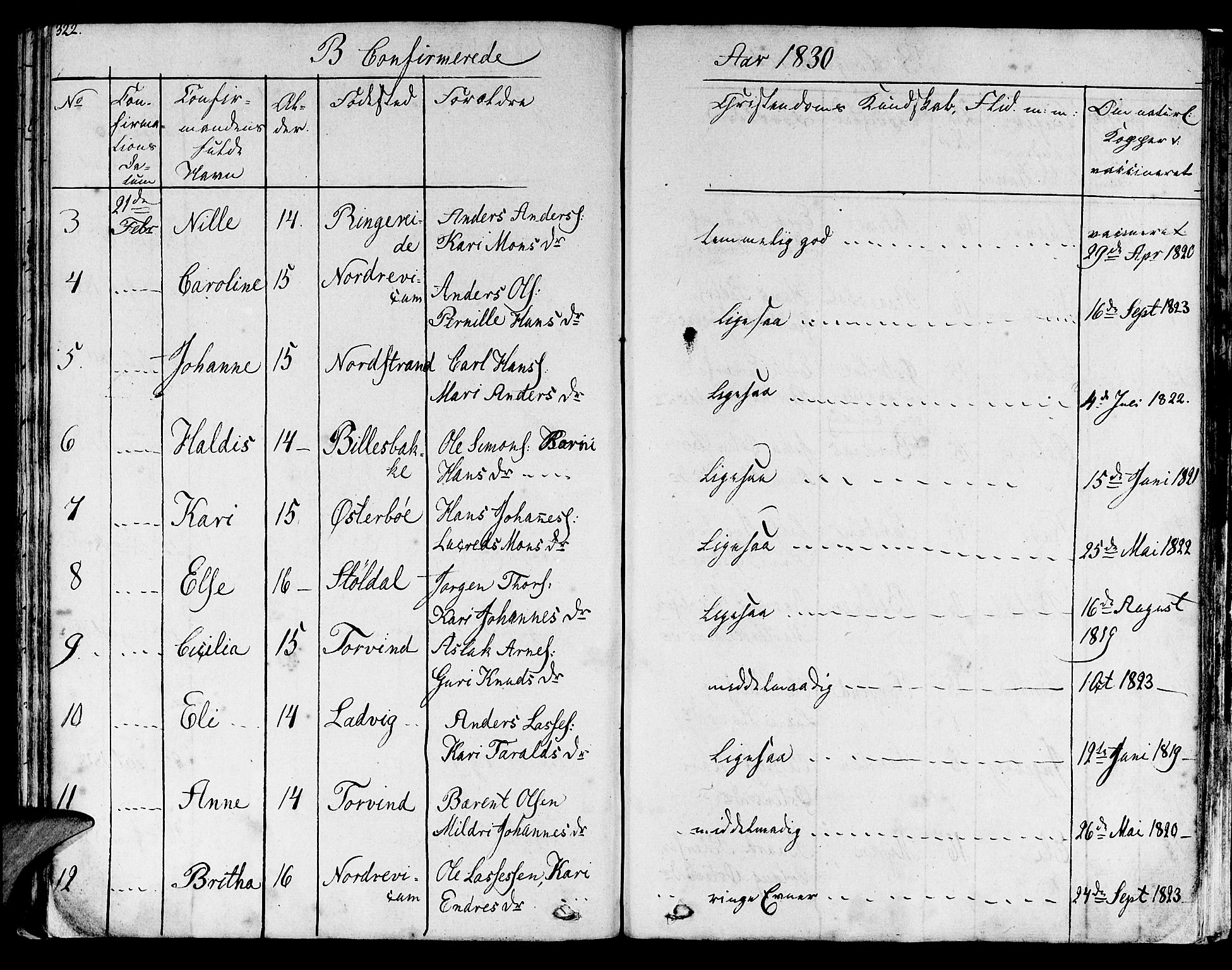 Lavik sokneprestembete, AV/SAB-A-80901: Parish register (official) no. A 2I, 1821-1842, p. 322