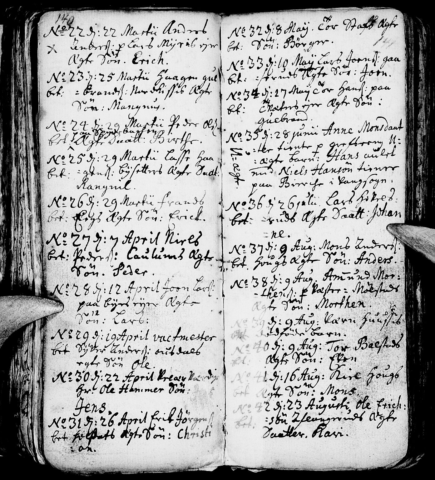 Nes prestekontor, Hedmark, AV/SAH-PREST-020/L/La/L0001: Parish register (copy) no. 1, 1663-1784, p. 140-141