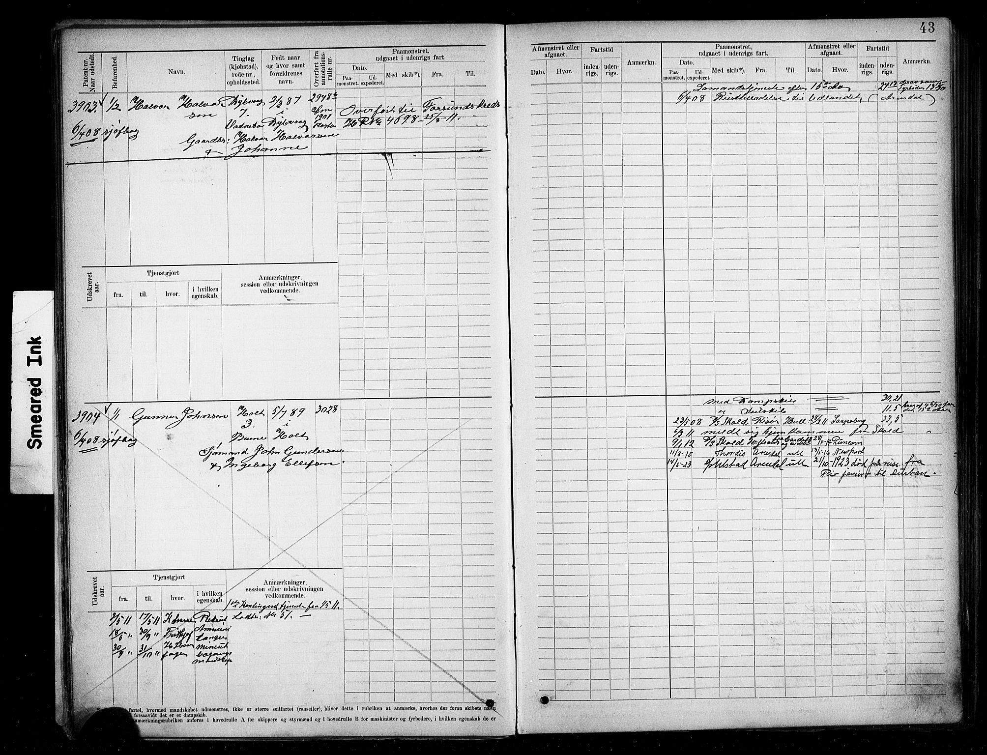 Tvedestrand mønstringskrets, AV/SAK-2031-0011/F/Fb/L0020: Hovedrulle A nr 3819-4409, U-36, 1906-1918, p. 46