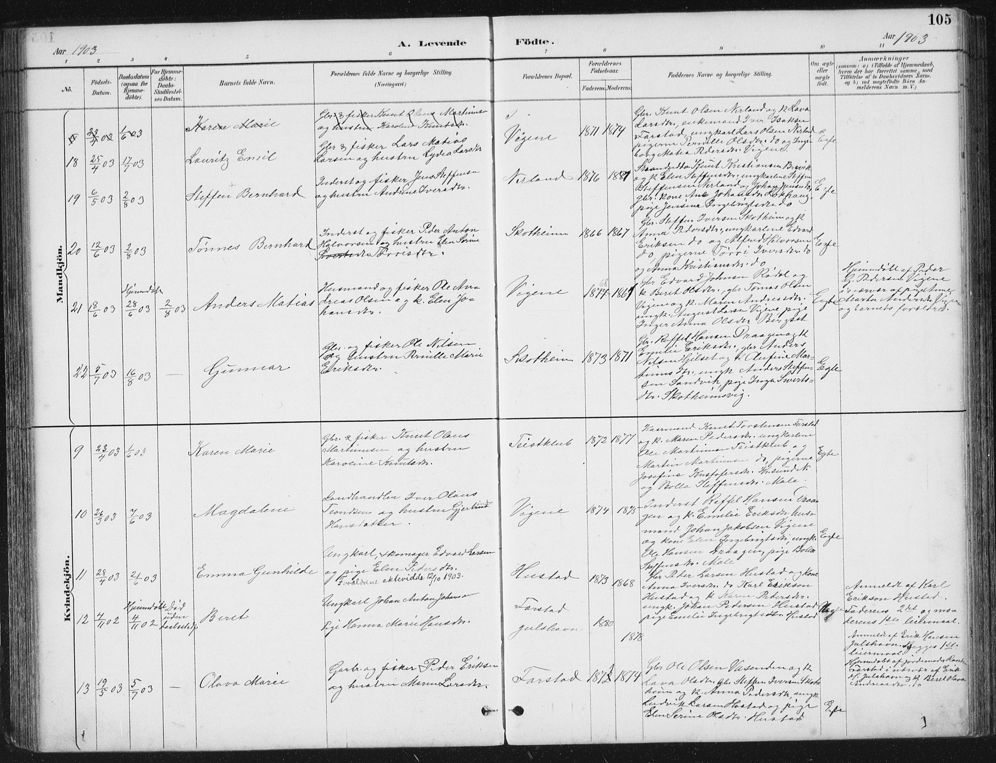 Ministerialprotokoller, klokkerbøker og fødselsregistre - Møre og Romsdal, SAT/A-1454/567/L0783: Parish register (copy) no. 567C03, 1887-1903, p. 105