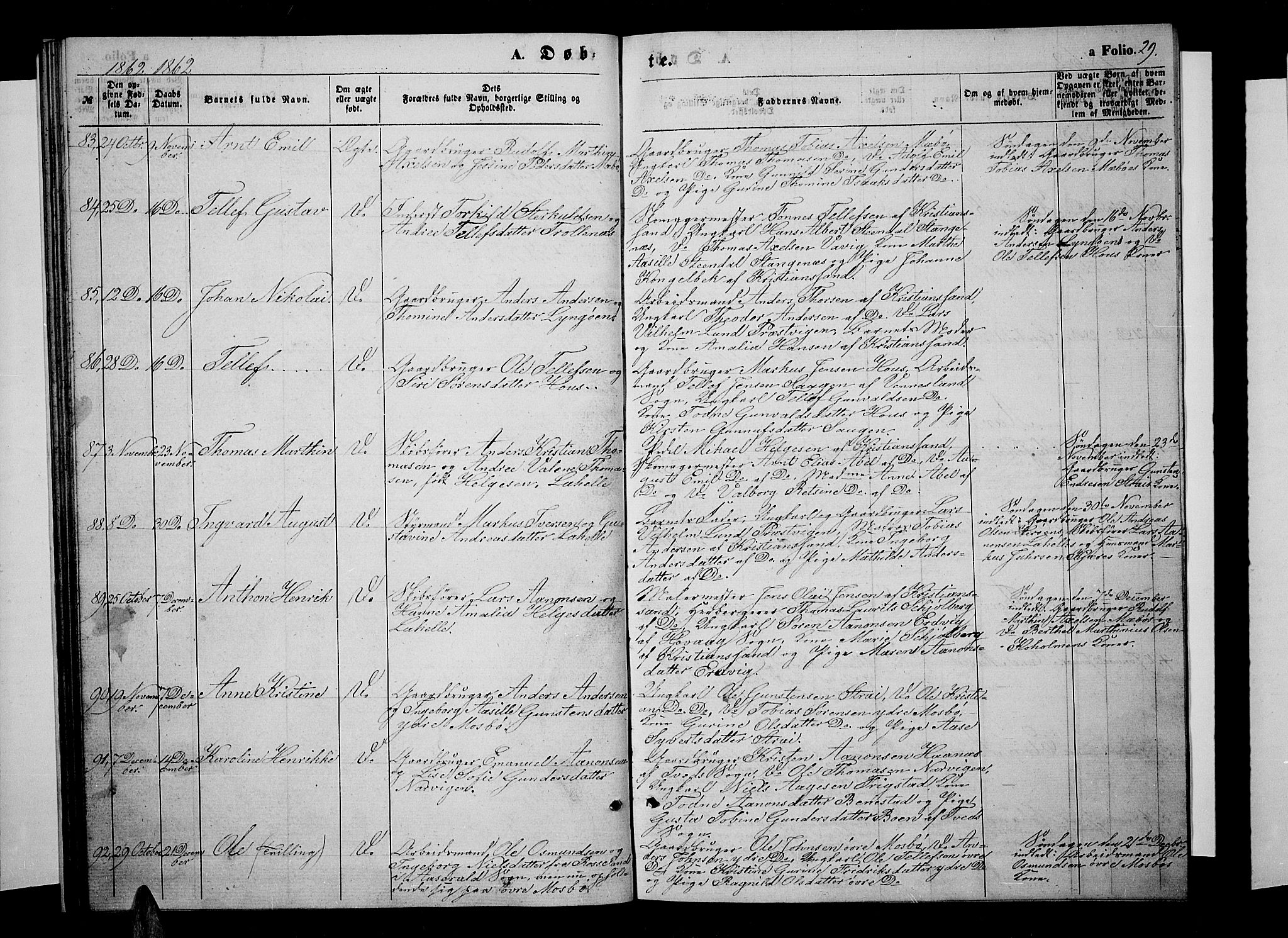 Oddernes sokneprestkontor, AV/SAK-1111-0033/F/Fb/Fba/L0006: Parish register (copy) no. B 6 /1, 1860-1869, p. 29