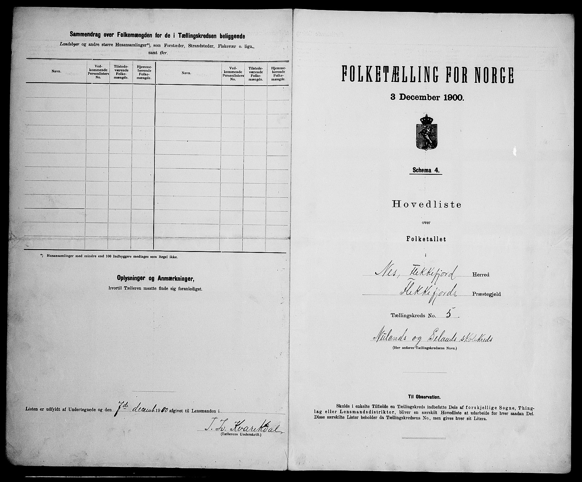 SAK, 1900 census for Nes, 1900, p. 18