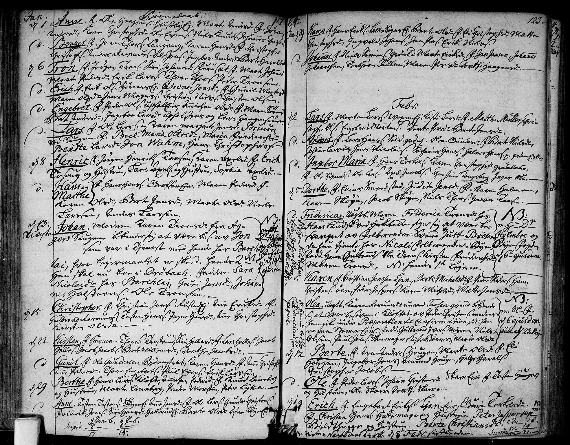 Aker prestekontor kirkebøker, SAO/A-10861/F/L0008: Parish register (official) no. 8, 1749-1765, p. 123