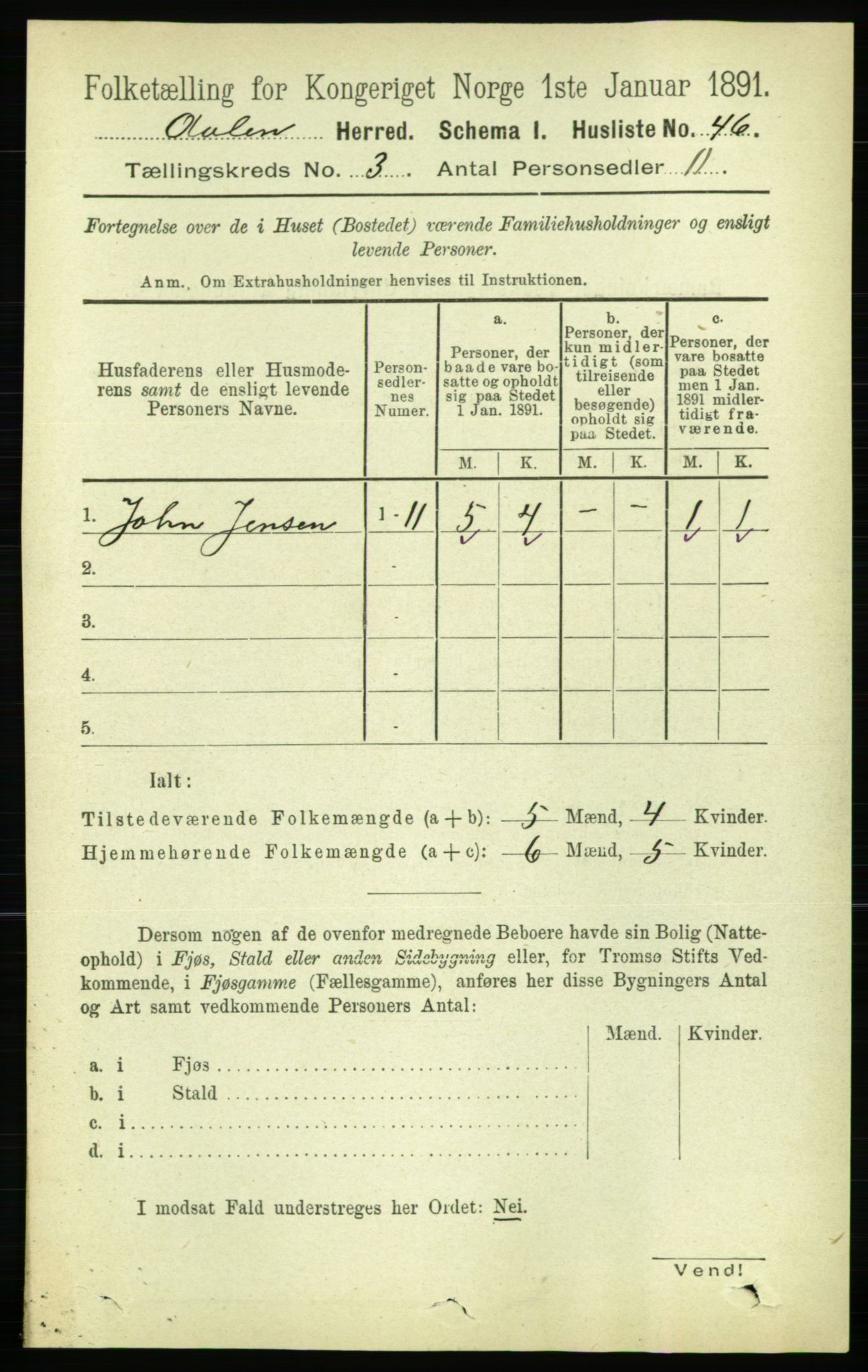 RA, 1891 census for 1644 Ålen, 1891, p. 731