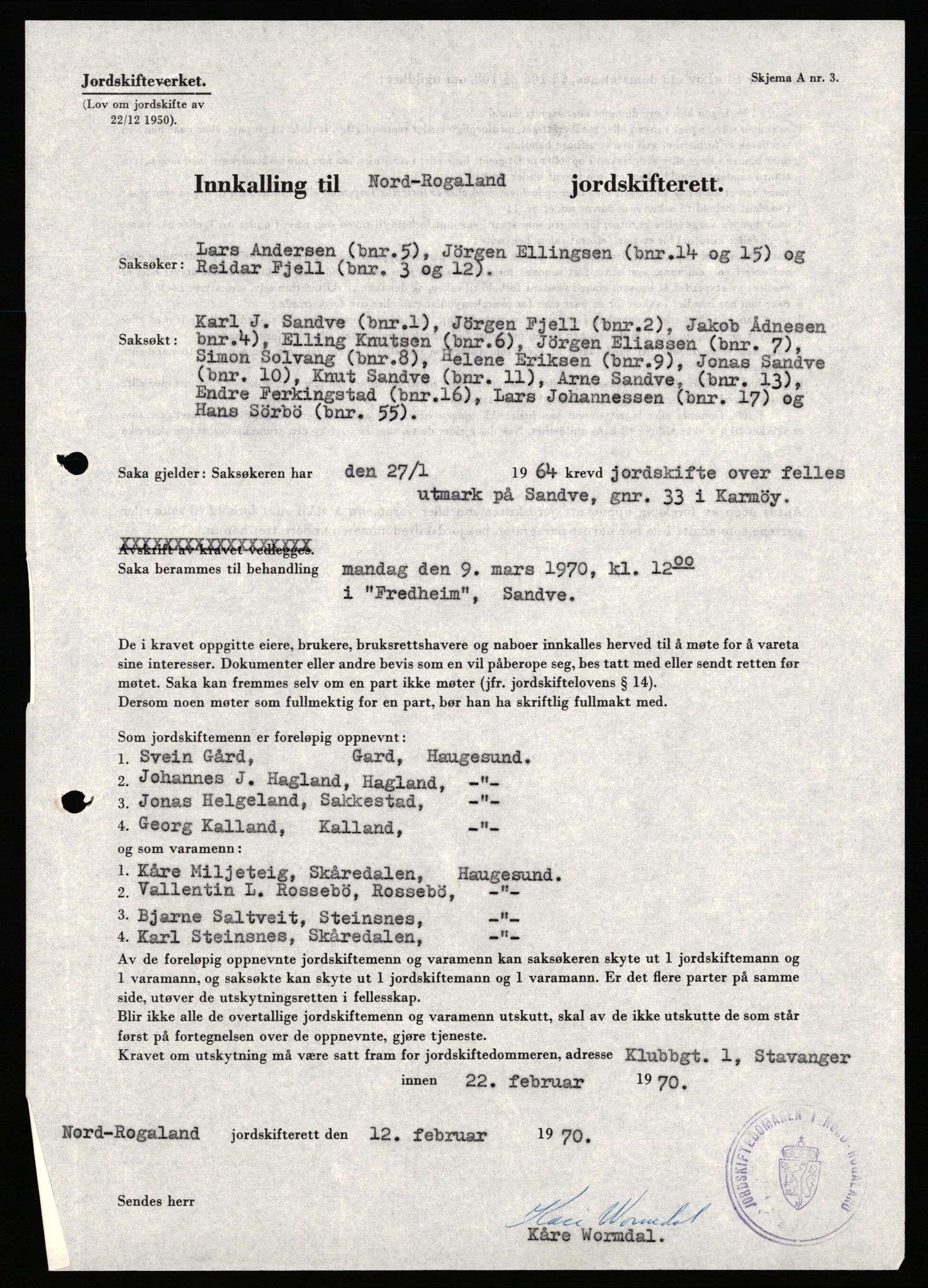 Nord-Rogaland jordskifterett, AV/SAST-A-102427/Oc/L0008: Karmøy, 1955-1976, p. 109