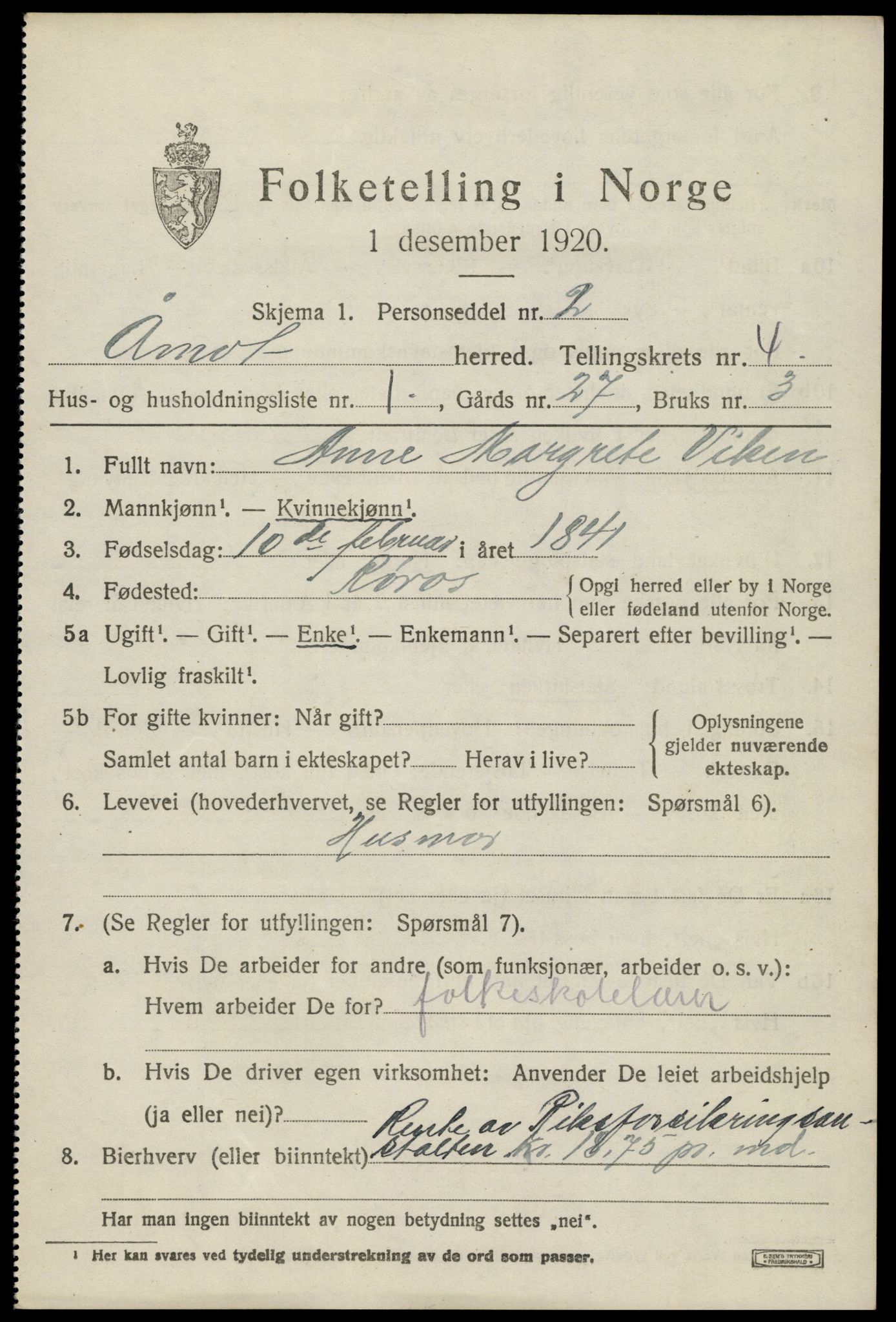 SAH, 1920 census for Åmot, 1920, p. 6439