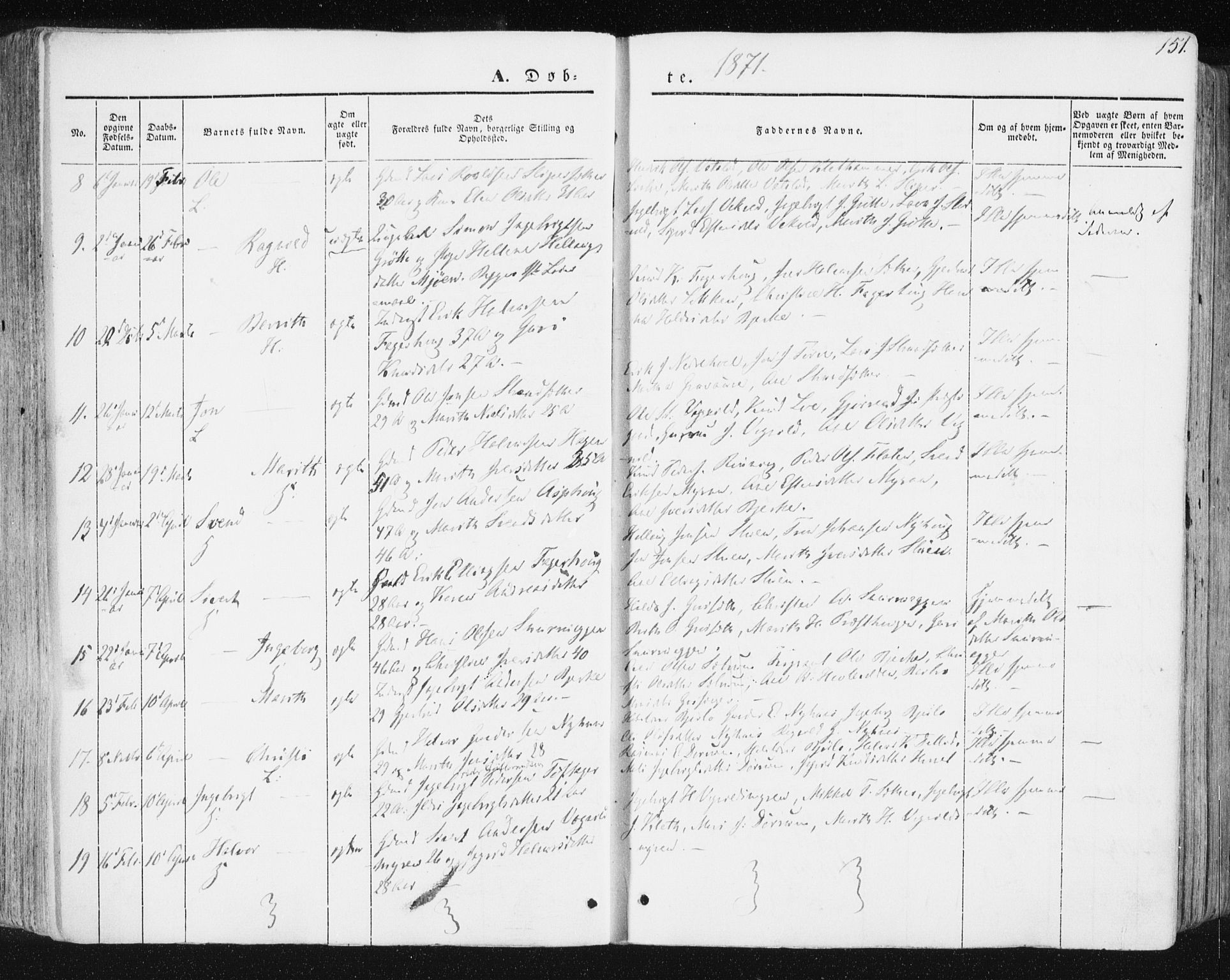 Ministerialprotokoller, klokkerbøker og fødselsregistre - Sør-Trøndelag, SAT/A-1456/678/L0899: Parish register (official) no. 678A08, 1848-1872, p. 151