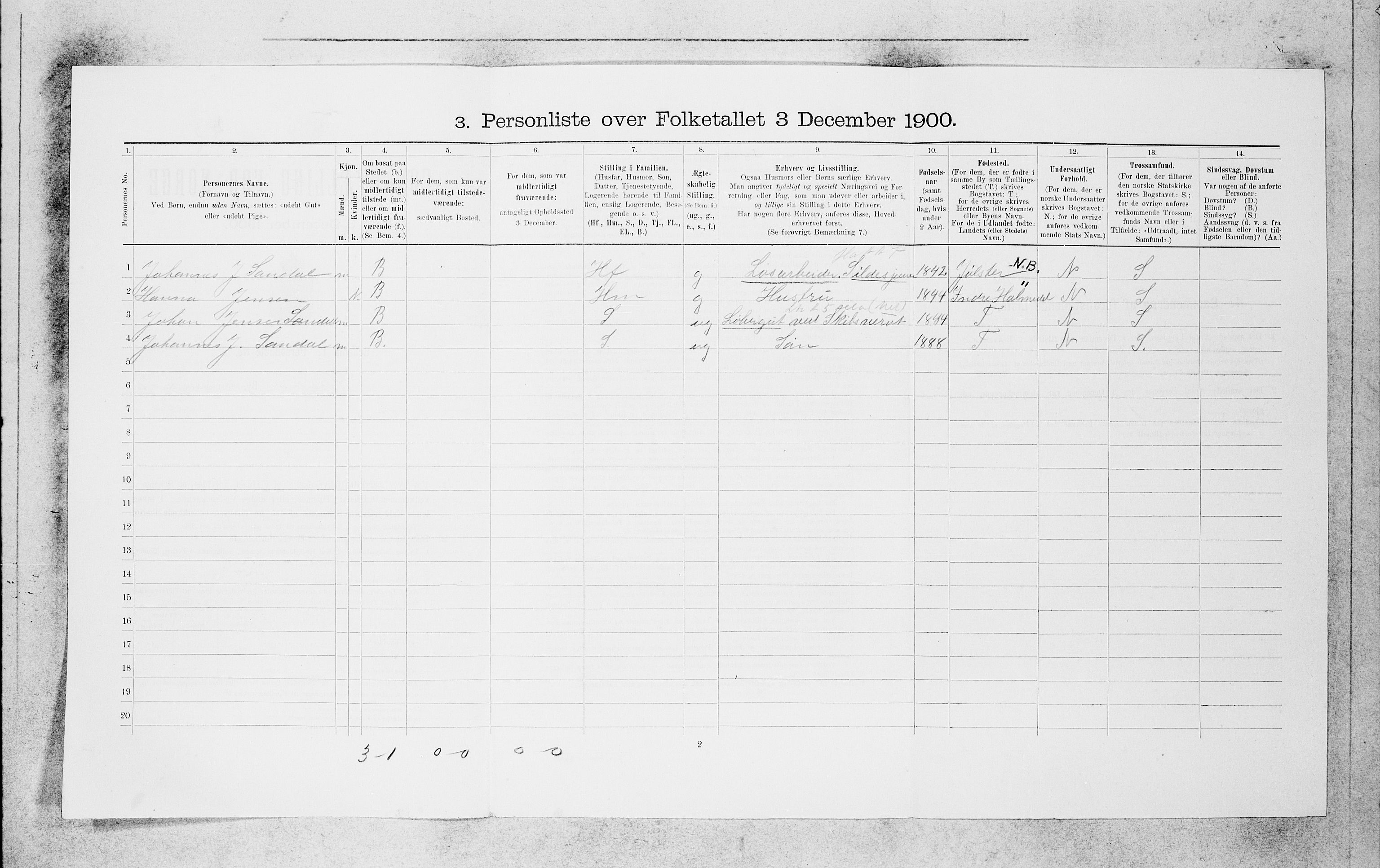 SAB, 1900 census for Bergen, 1900, p. 5549