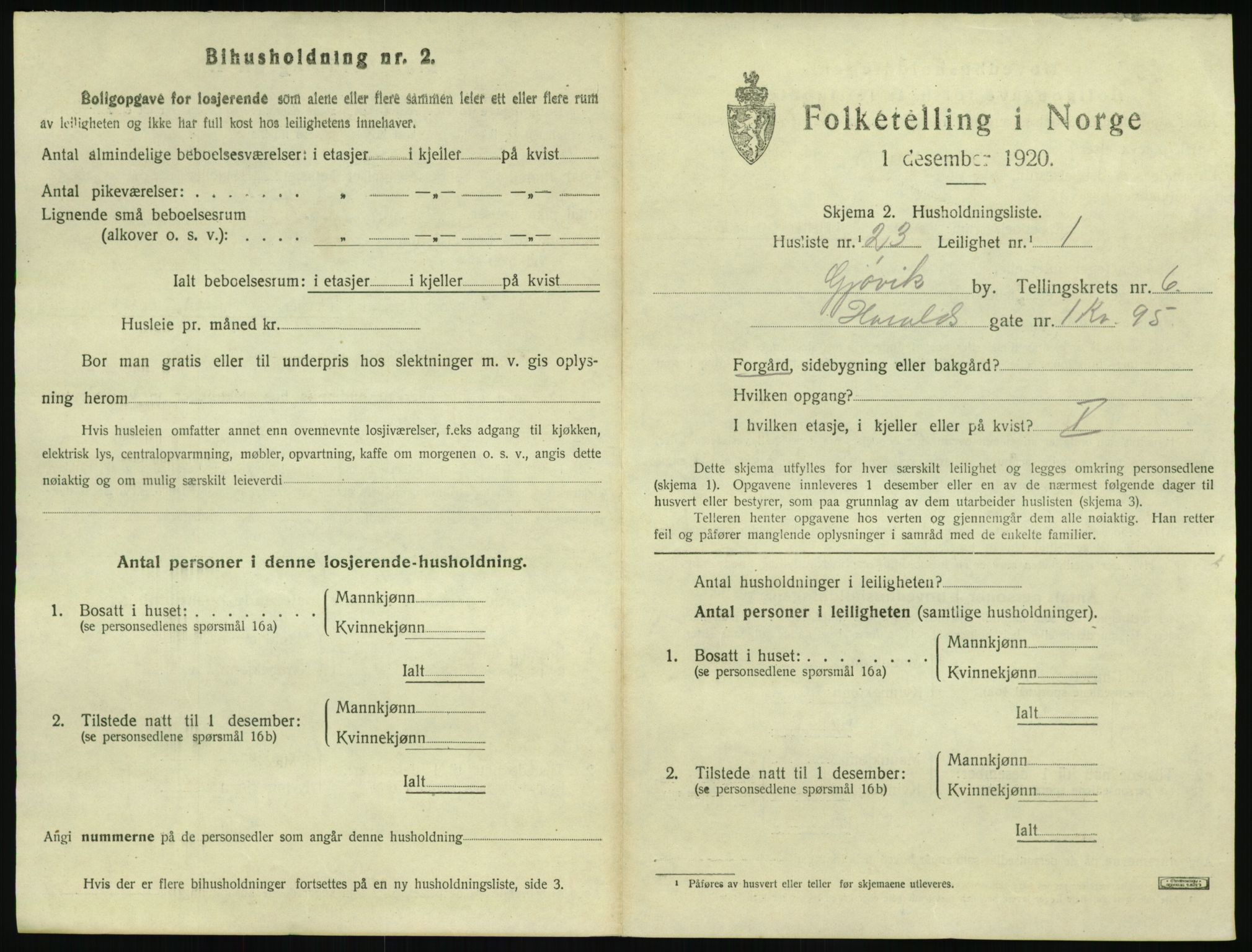 SAH, 1920 census for Gjøvik, 1920, p. 2390