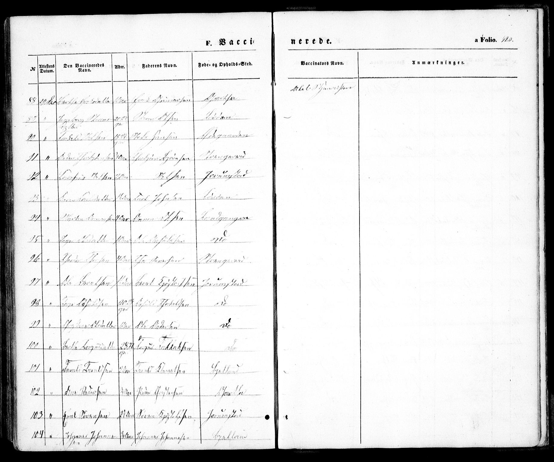 Holt sokneprestkontor, AV/SAK-1111-0021/F/Fa/L0008: Parish register (official) no. A 8, 1849-1860, p. 420