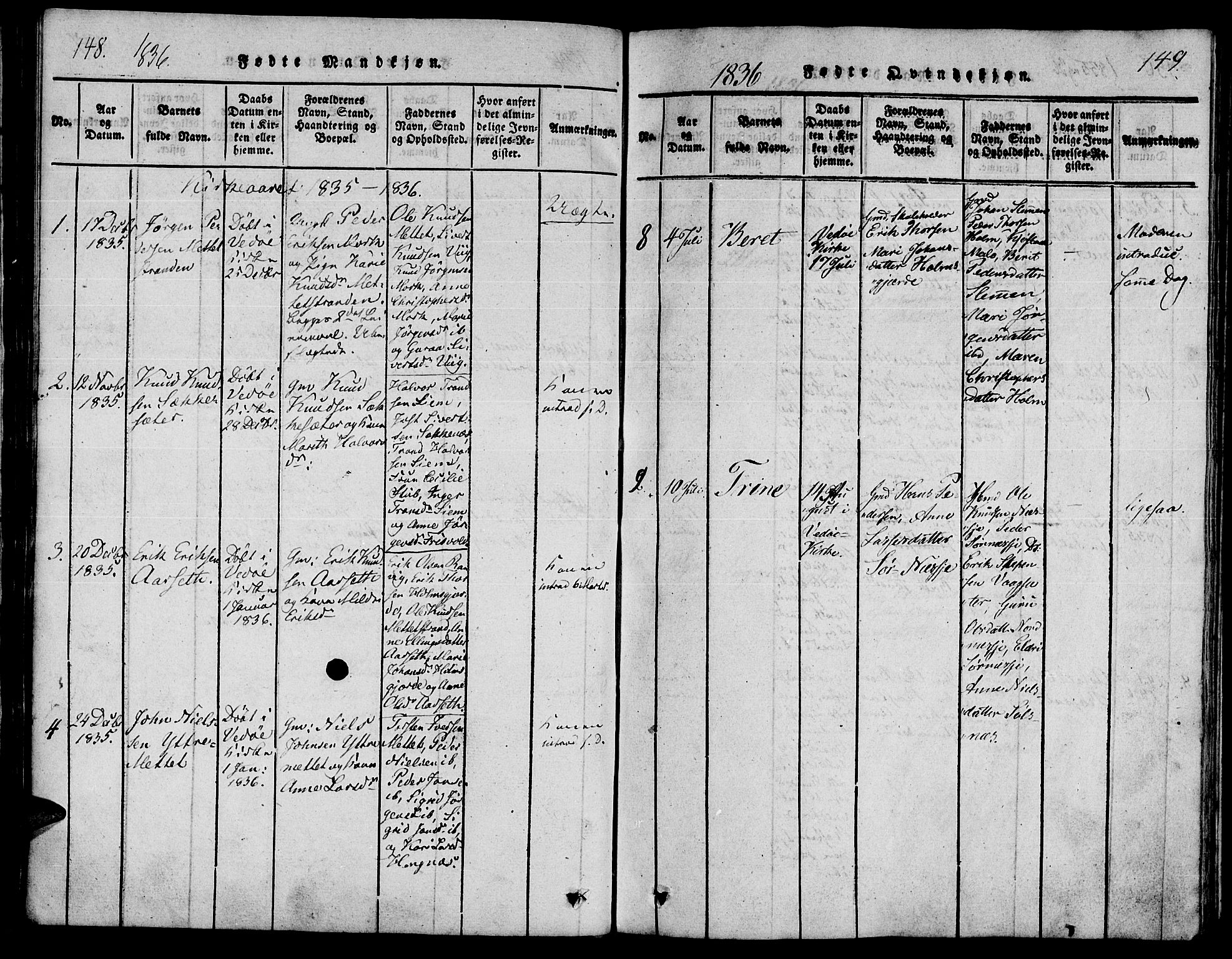 Ministerialprotokoller, klokkerbøker og fødselsregistre - Møre og Romsdal, AV/SAT-A-1454/547/L0602: Parish register (official) no. 547A04, 1818-1845, p. 148-149