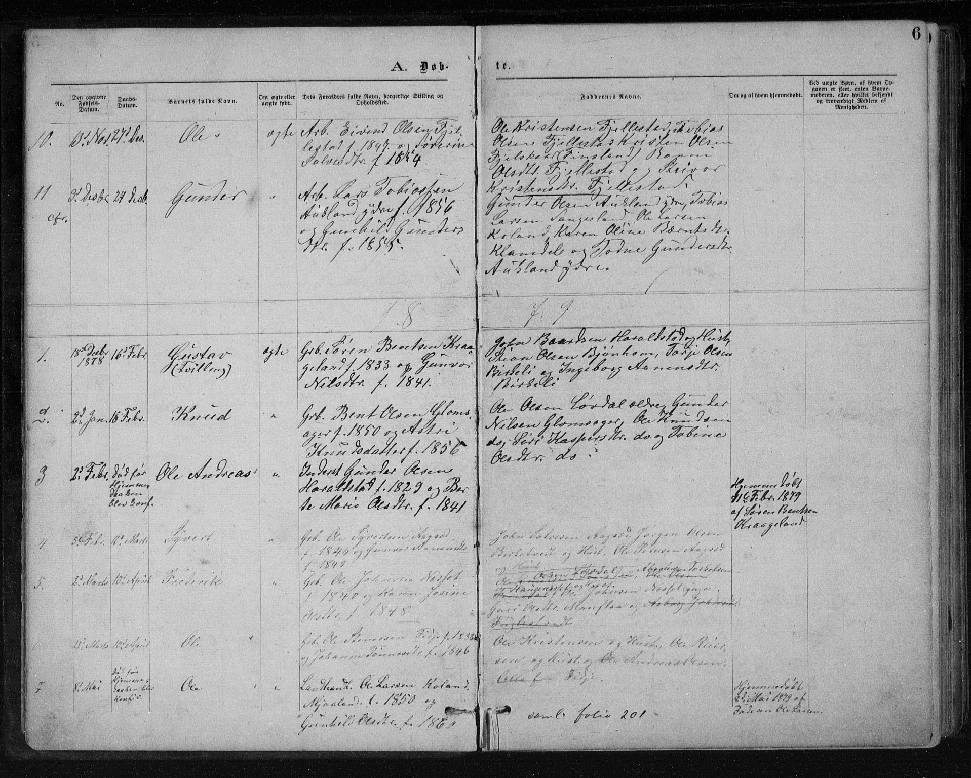 Holum sokneprestkontor, AV/SAK-1111-0022/F/Fb/Fbb/L0003: Parish register (copy) no. B 3, 1875-1898, p. 6